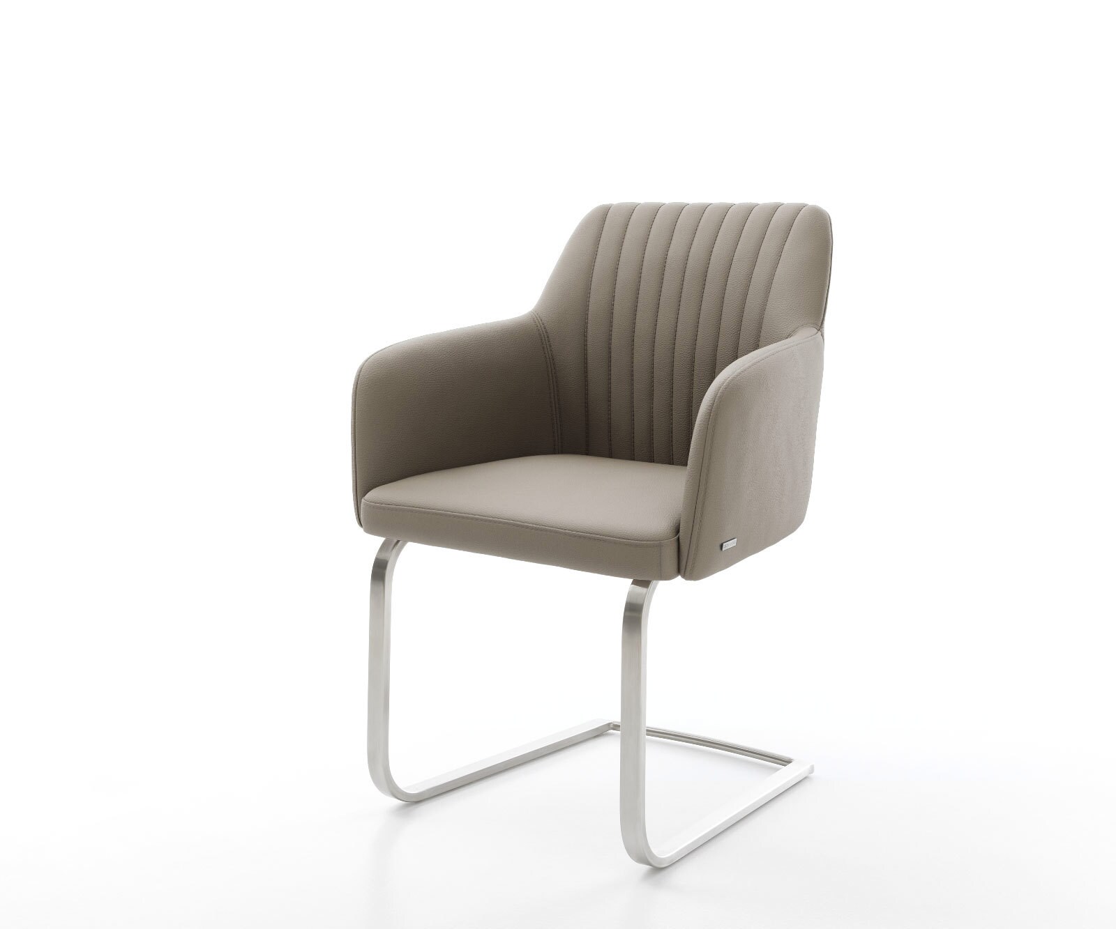 Люлеещ стол Естествена кожа Сиво-Кафяв Конзолен крак плосък Неръждаема стомана Greg-Flex 1