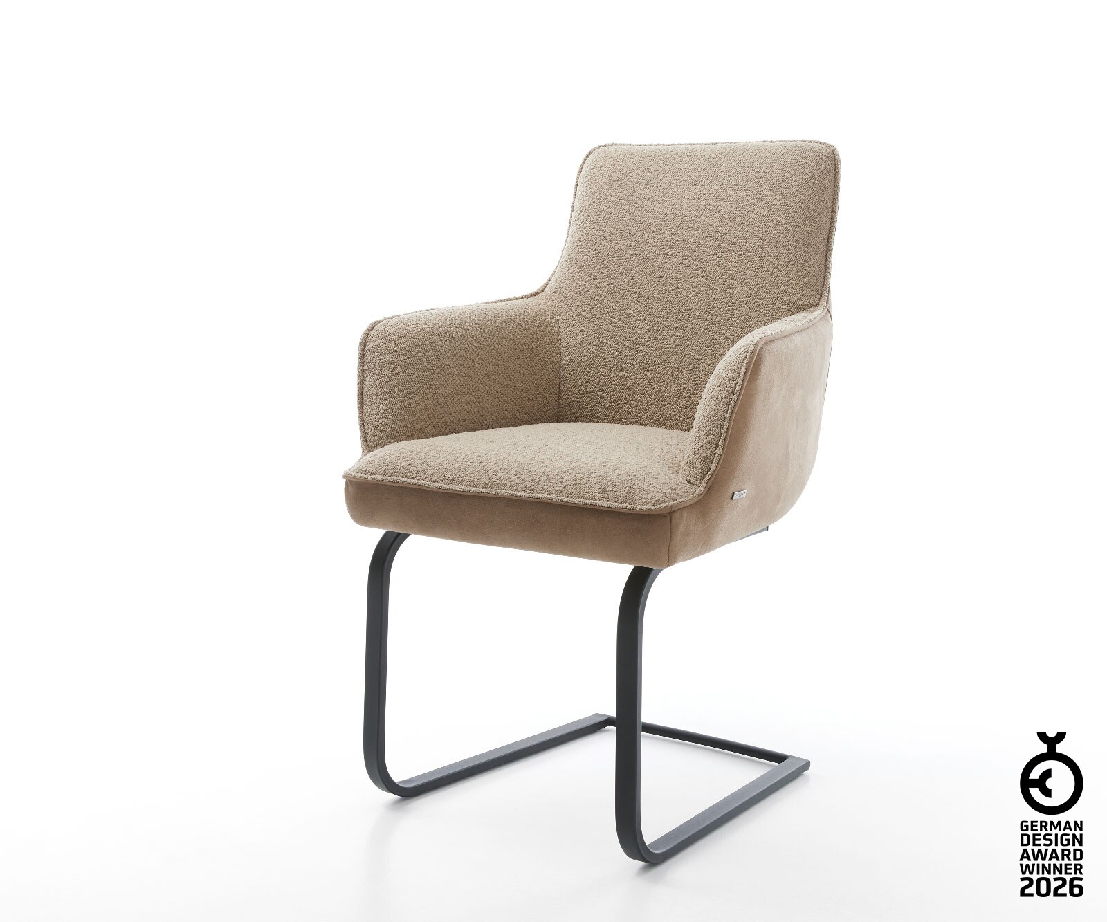 Люлеещ стол с подлакътници Микс от дамаски Сиво-Кафяв Конзолен крак плосък Черен Покет пружина Heira-Flex 1