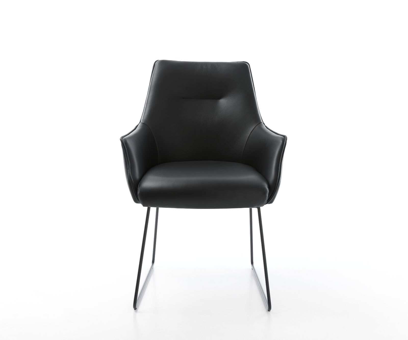 Стол Естествена кожа Черна Извити крака Черни Покет пружина Alja-Flex 2