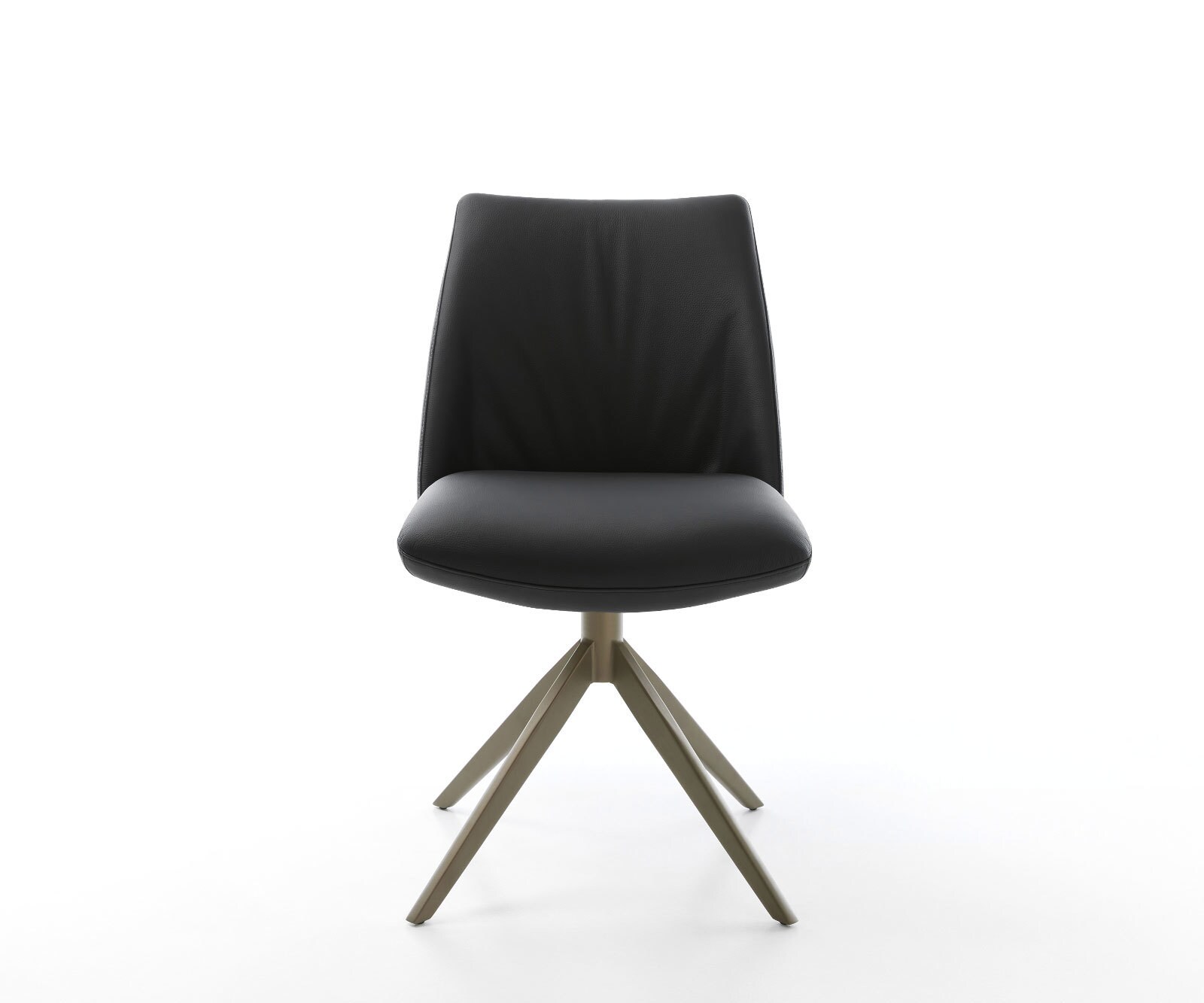 Въртящ се стол Elso-Flex Естествена кожа Черна кръстосана рамка широка Ефектно покритие Титан 360° въртене Люлееща се функция Ядро от джобни пружини 2