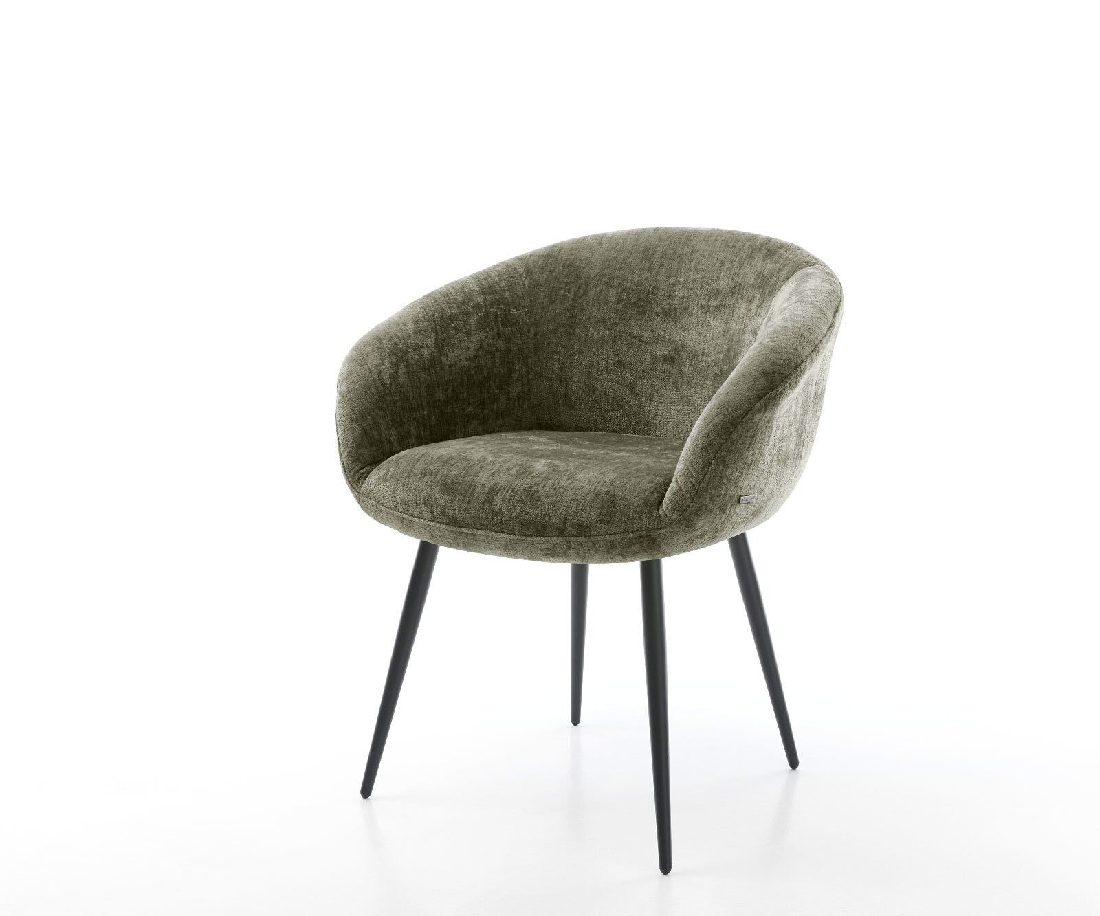 Трапезен стол с подлакътници Шенил Маслина 4 крака конични Черен Покет пружина Vinka-Flex 1