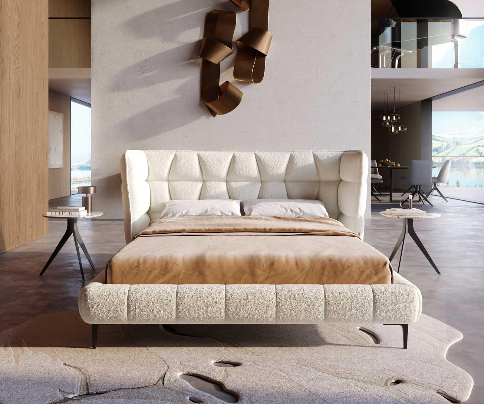 Тапицирана основа за легло Capujo 140x200 cm, кремаво-бяло 1 Тапицирана основа за легло Capujo 140x200 cm, кремаво-бяло 1