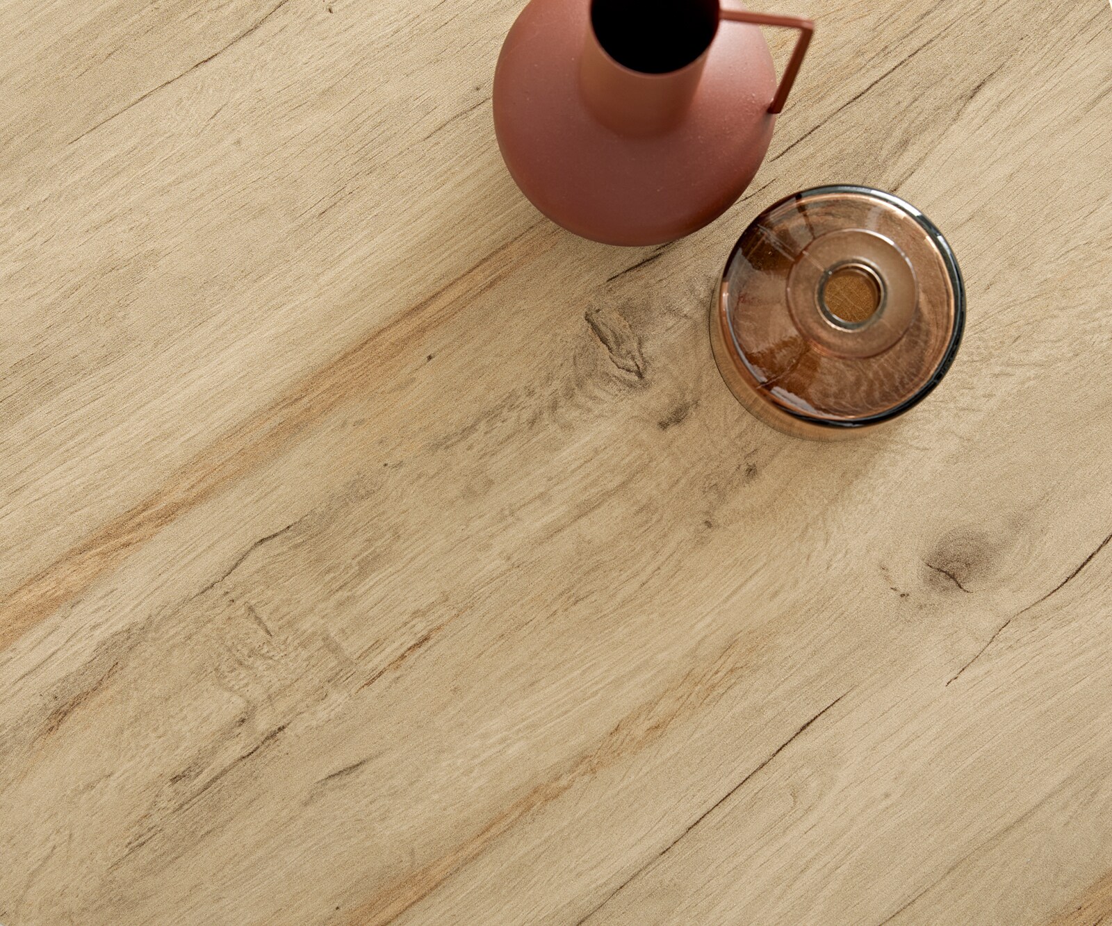 Холна маса 65x65 cm Керамика Laminam® Sabbia Дъбов цвят Метални огънати крака, кръгли Неръждаема стомана Ekrem 7