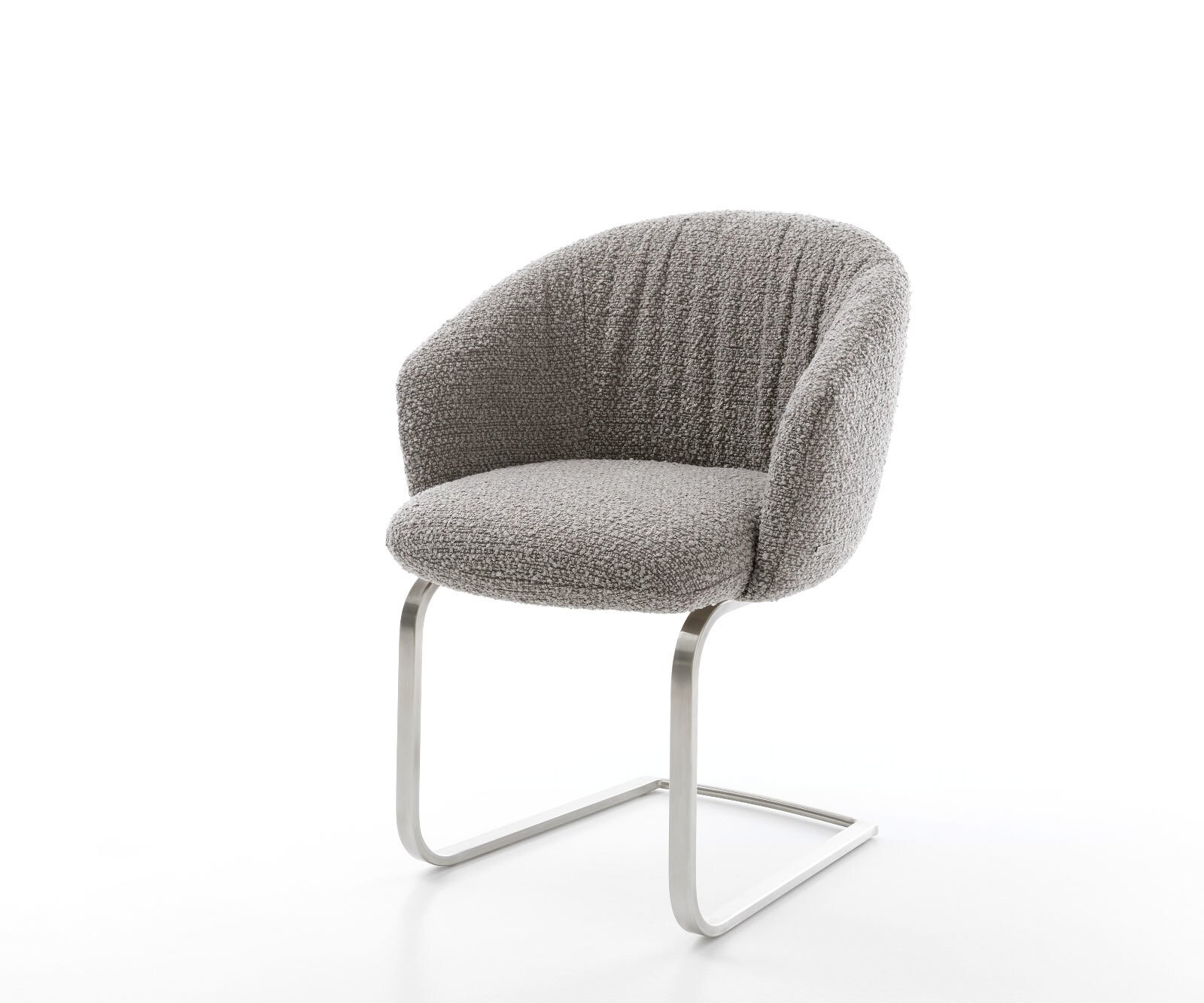 Люлеещ стол с подлакътници Букле Сребристо сив Конзолен крак плосък Неръждаема стомана Покет пружина Caja-Flex 1