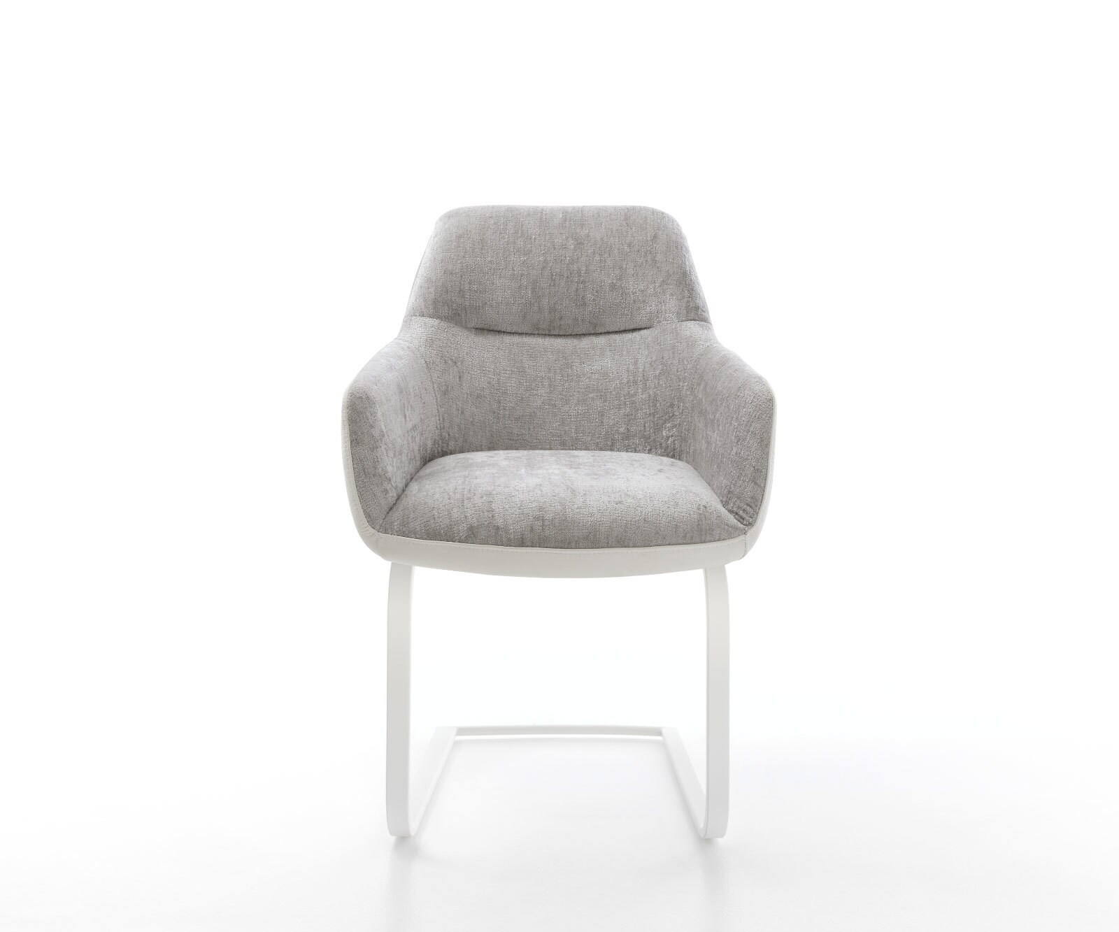 Конзолен стол Pejo-Flex микс от материали естествена кожа бяло-сребърно сиво конзолен стол плосък бял джоб пружина сърцевина 1