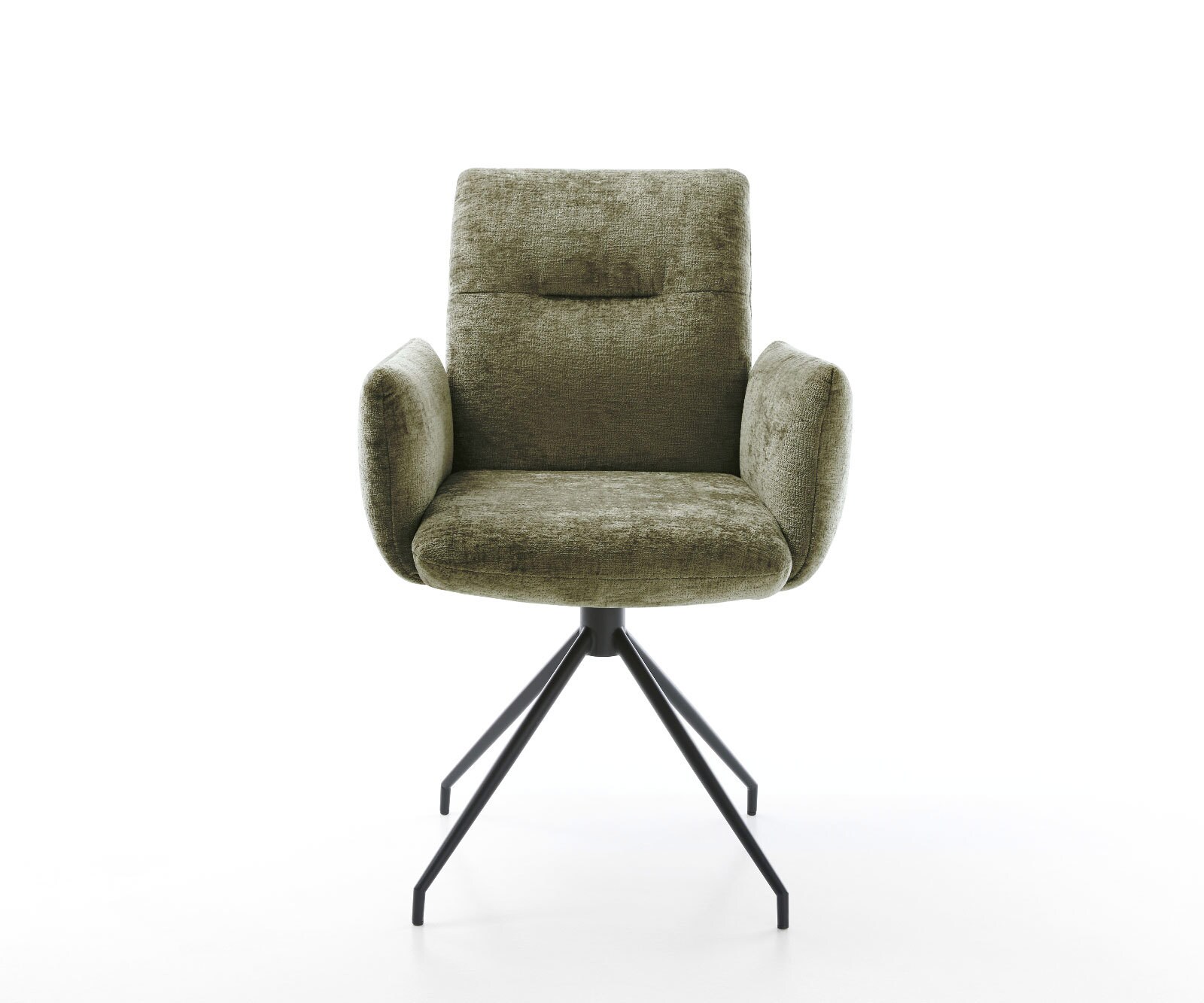 Врътящ се стол с подлакътници Шенил Маслина Конус крак кръгъл Черен 180° въртящ се Покет пружина Jova-Flex 2