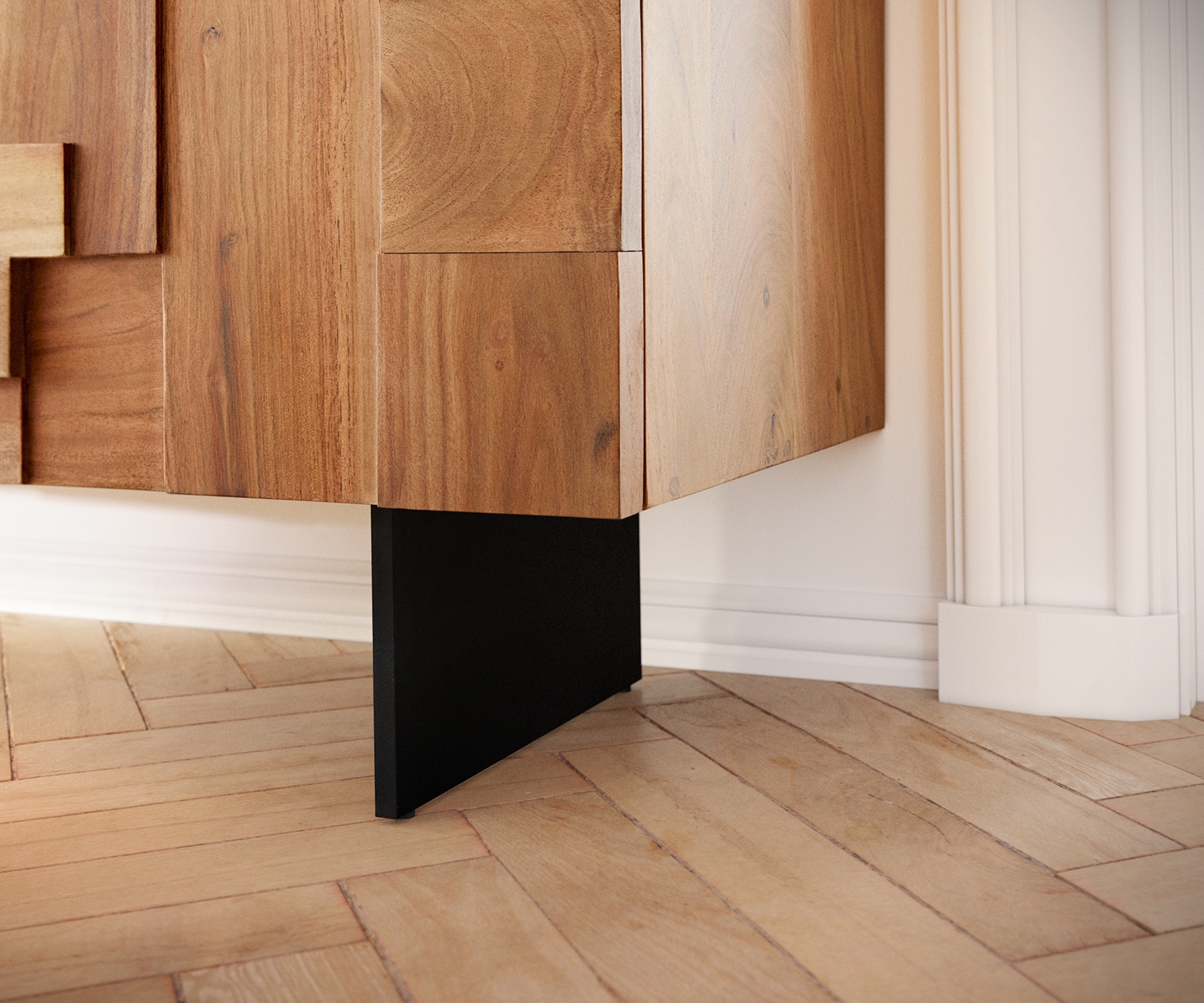 Бюфет 175 cm Акация Натурал 3 Врати Крак висящ Метал Черен Puzzle 6 Бюфет 175 cm Акация Натурал 3 Врати Крак висящ Метал Черен Puzzle 6