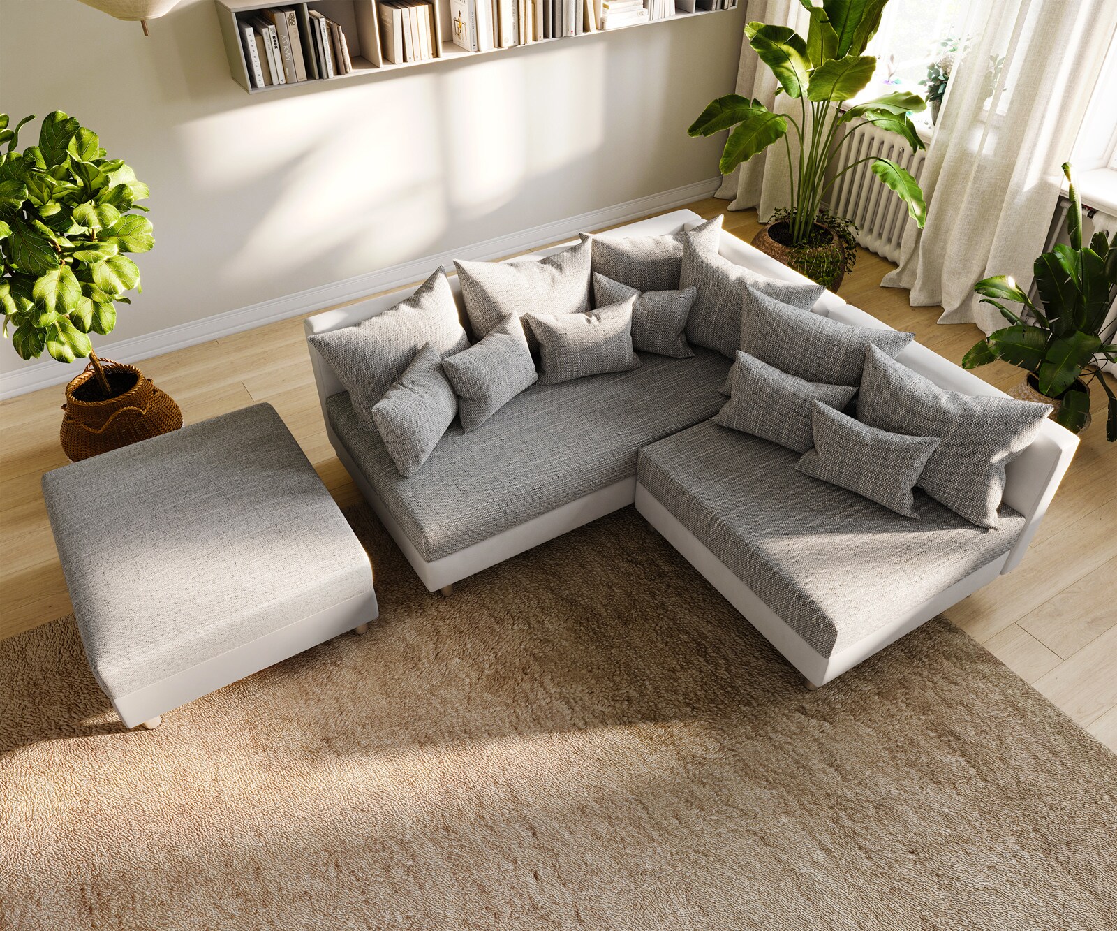 Ъглов диван Кафяв античен вид модулна лежанка дясна Clovis 4