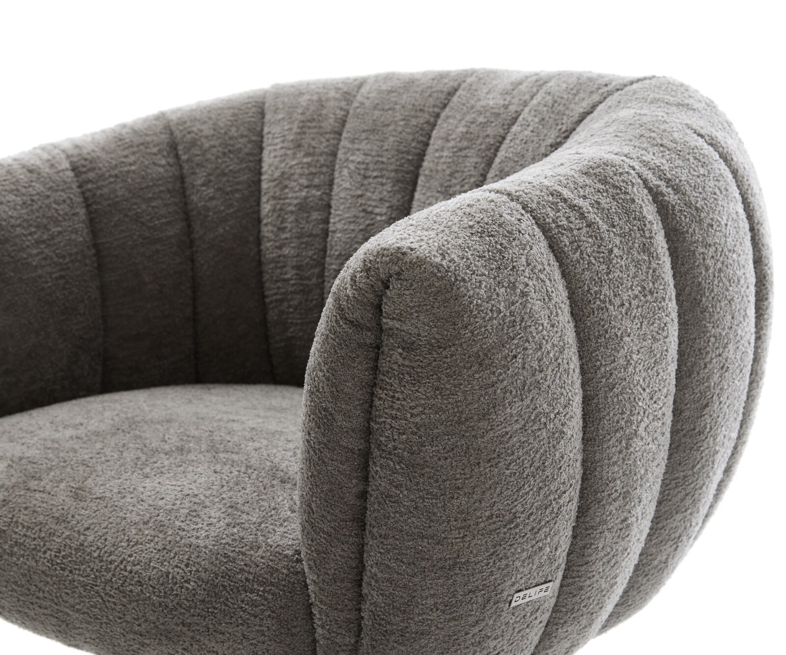 Трапезен стол Jada-Flex, Букле Сиво-кафяво, 4-крака с конична сърцевина от черни джобни пружини 3