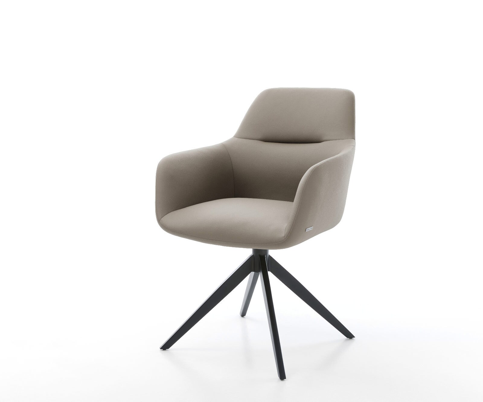 Въртящ се стол Pejo-Flex кал от естествена кожа Кръстосана рамка широка черна 360° въртене Функция люлеене Ядро от джобни пружини