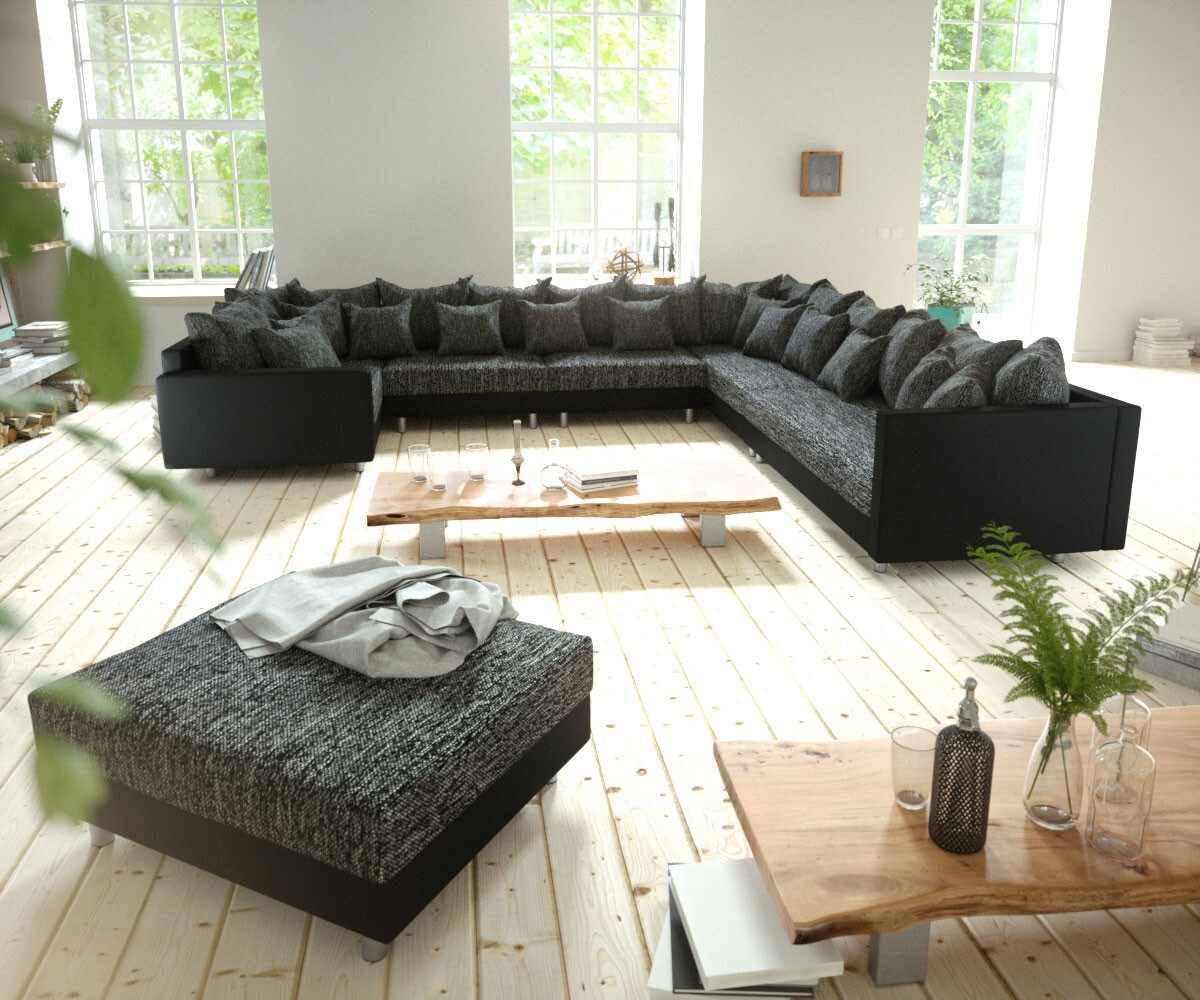  XXL Черен Модулен Табуретка Подлакътник Лежанка Дясна Clovis