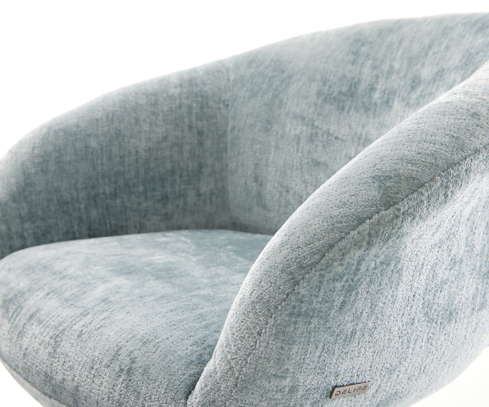 Врътящ се стол с подлакътници Шенил ПастелСин Офис основа Неръждаема стомана 360° въртящ се Покет пружина Vinka-Flex 4