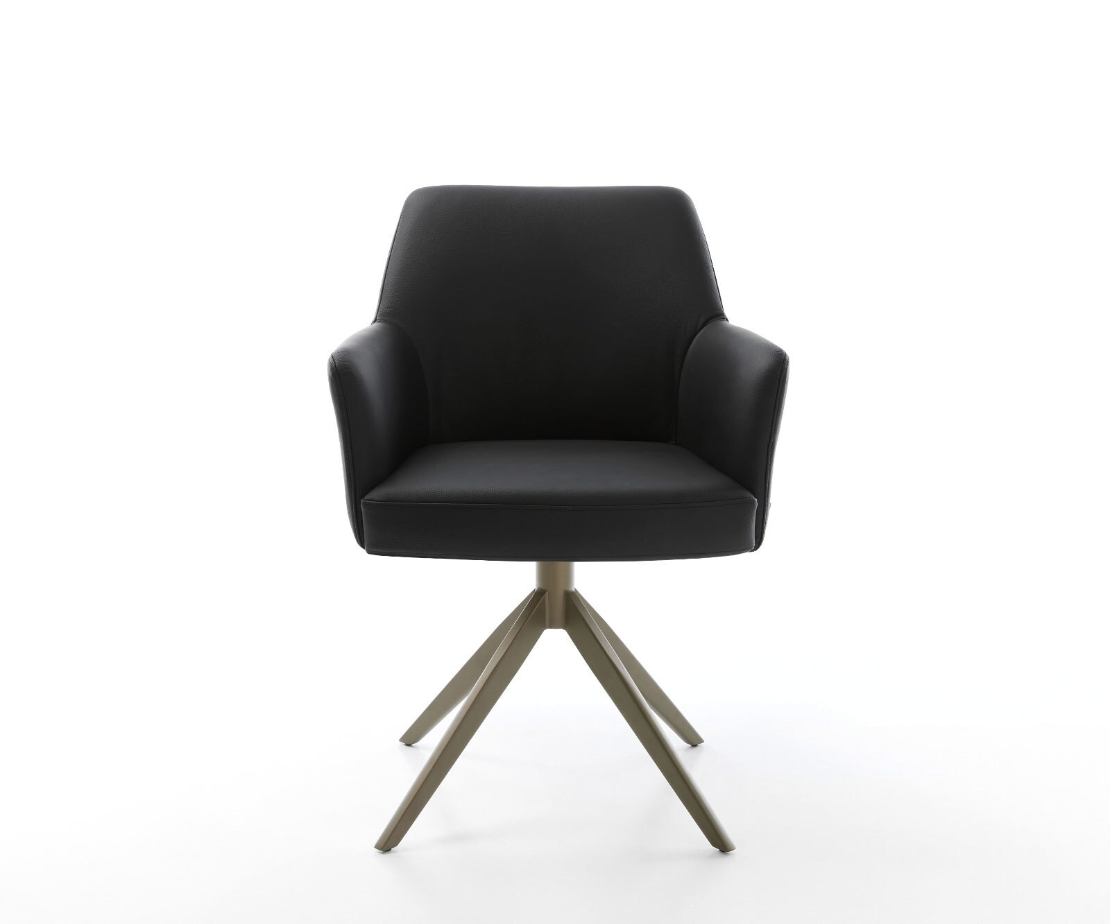 Въртящ се стол Xana-Flex с подлакътници Естествена кожа Черна кръстосана рамка широка Ефектно покритие Титан 360° завъртане Люлееща се функция Ядро от джобни пружини 2