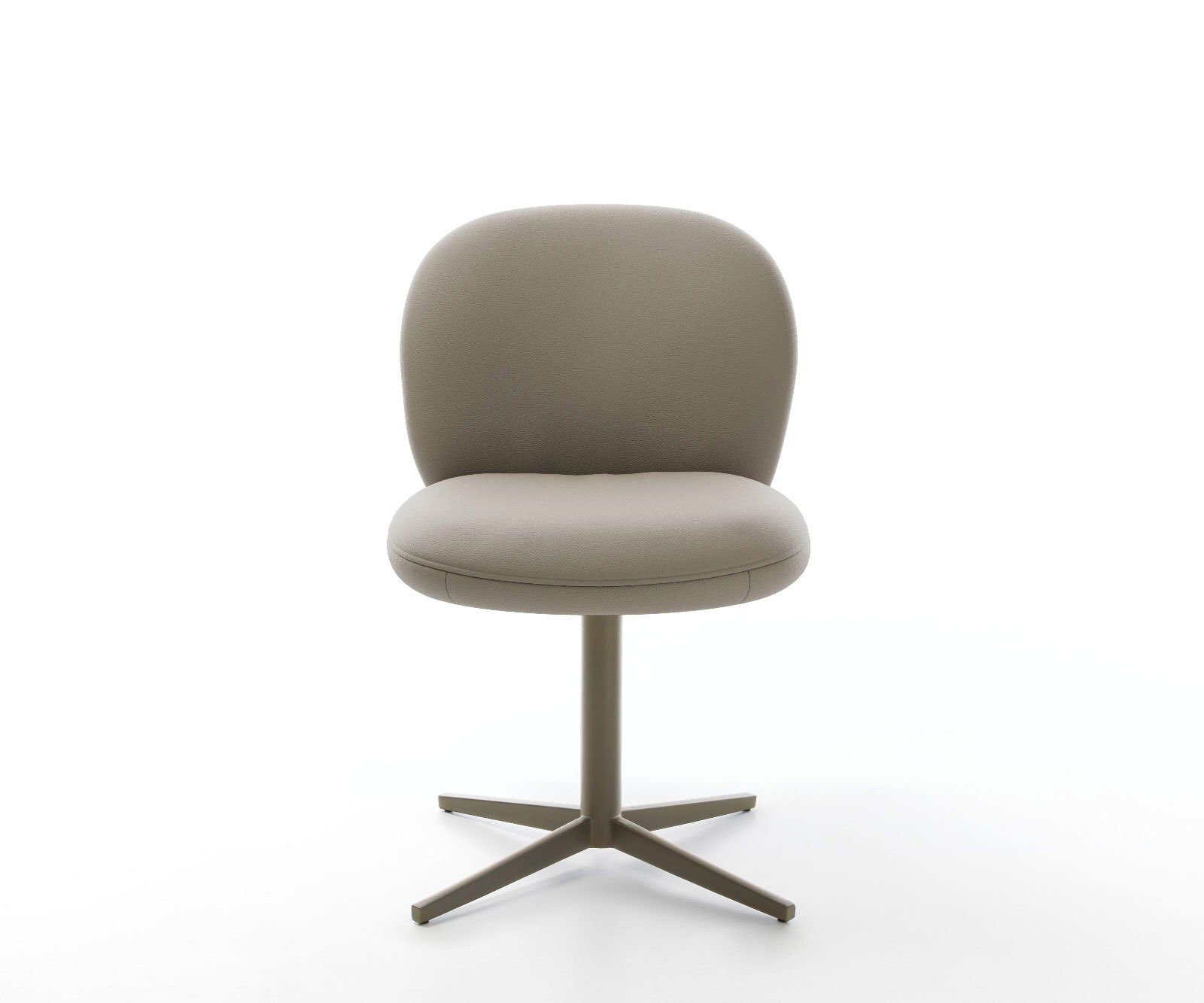 Врътящ се стол Естествена кожа Сиво-Кафяв Офис основа  Titan 360° въртящ се Покет пружина Nube-Flex 2