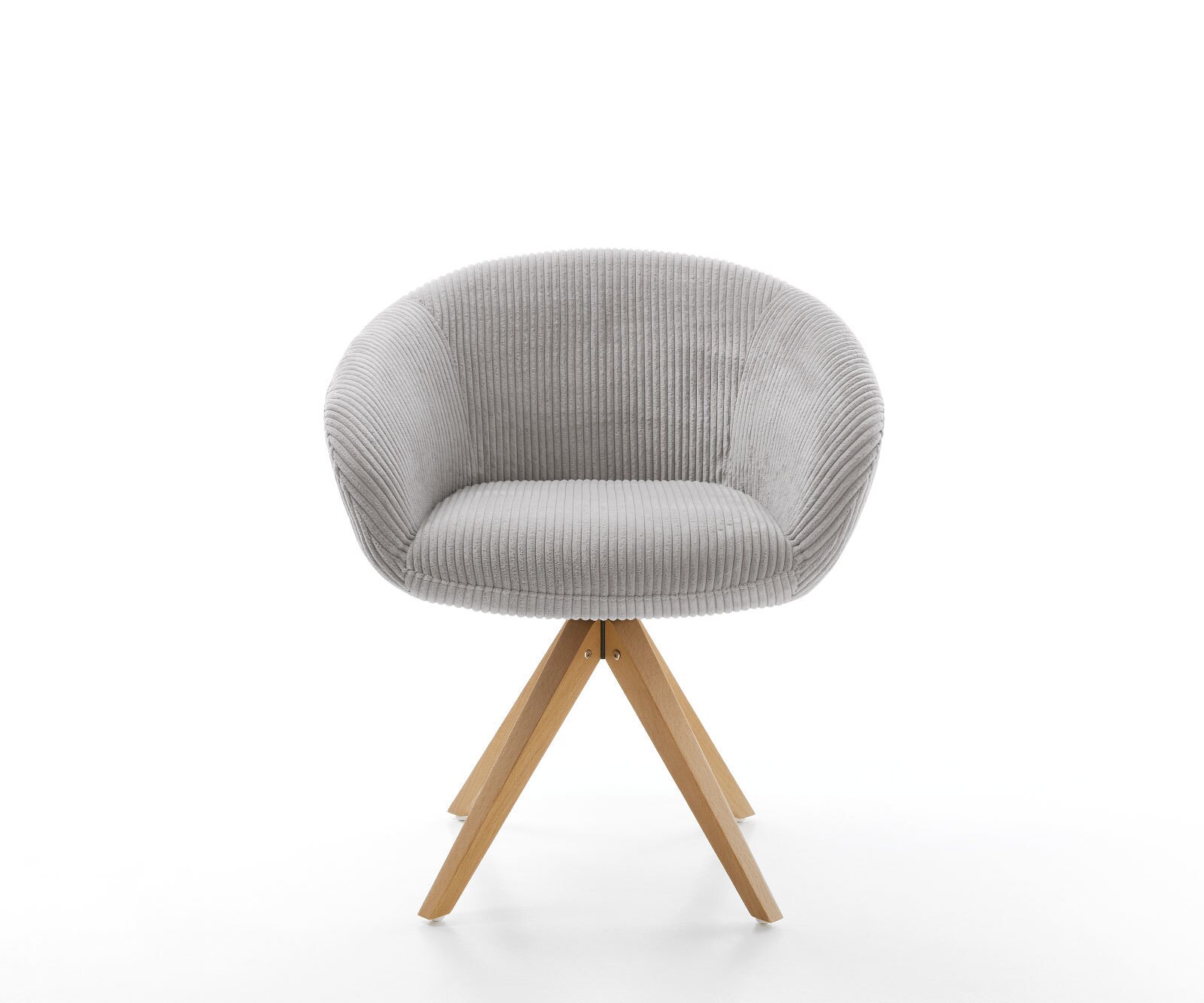 Врътящ се стол с подлакътници Корд СребристСив Дървена рамка  Натурал 180° въртящ се Покет пружина Vinka-Flex 1