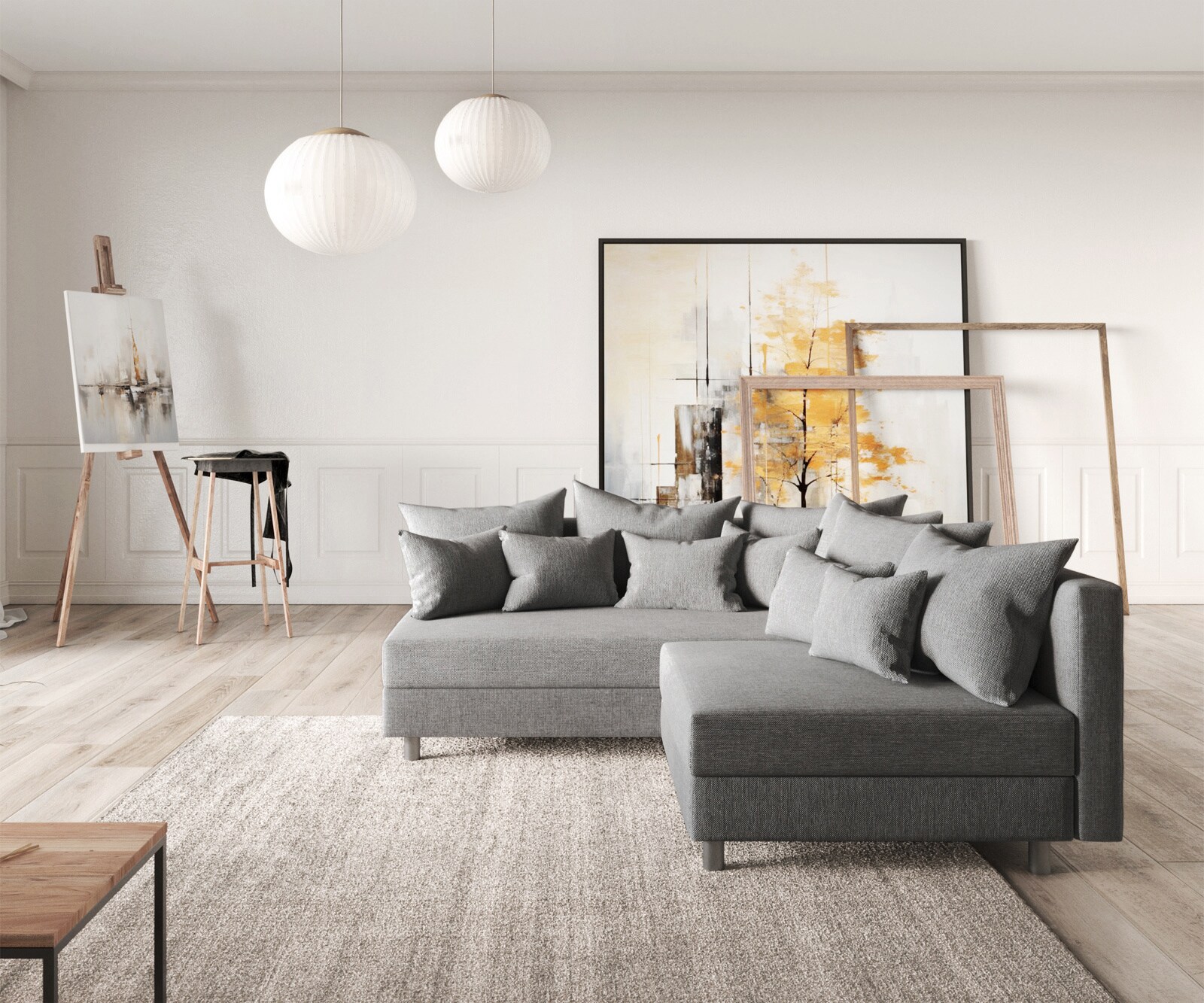 Ъглов диван Кафяв античен вид модулна лежанка дясна Clovis Ъглов диван Кафяв античен вид модулна лежанка дясна Clovis