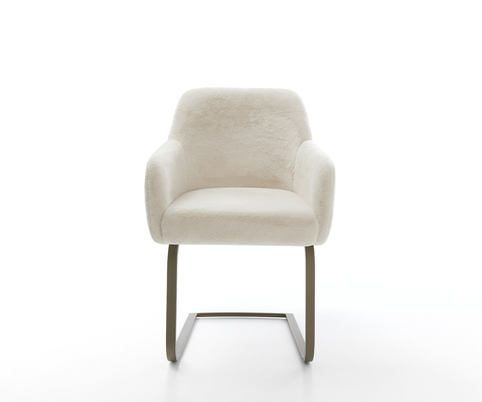 Конзолен стол Greg-Flex плюшен кремаво-бял конзолен стол покритие с плосък ефект титаниево джобно пружинно ядро 1