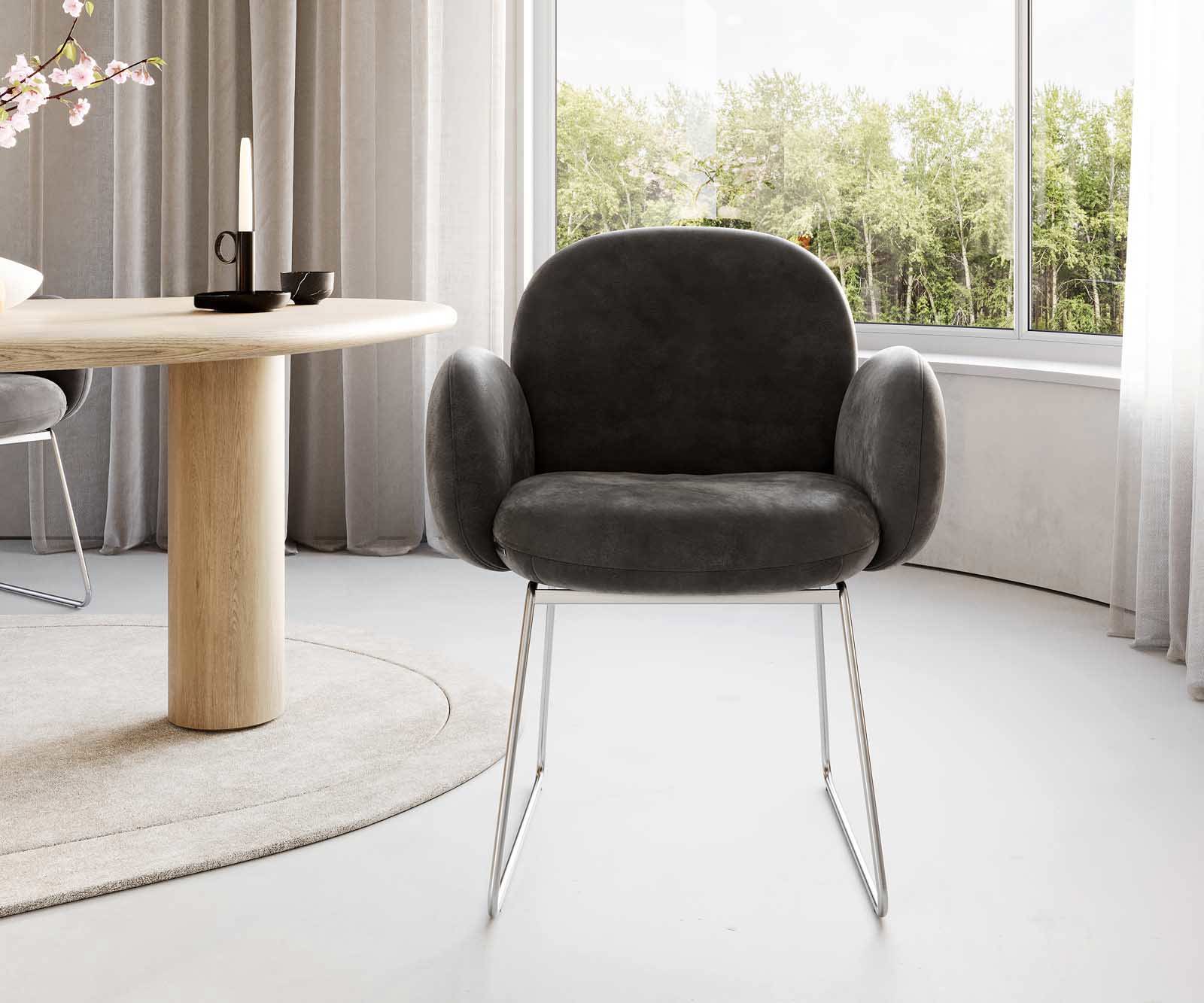 Стол Антрацит Винтидж Извити крака Неръждаема стомана Покет пружина Nube-Flex 1