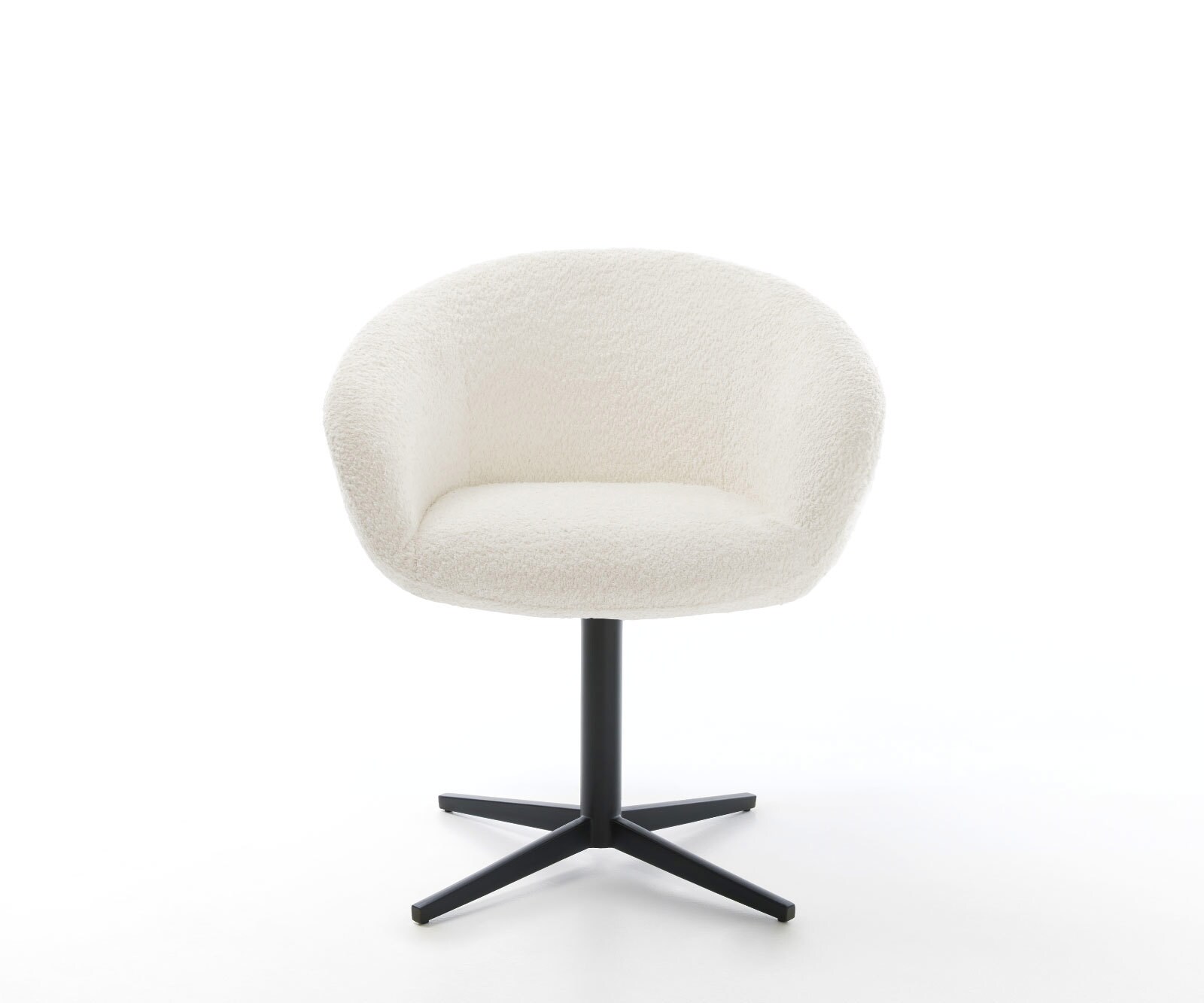 Врътящ се стол с подлакътници Букле Бял Офис основа Черен 360° въртящ се Покет пружина Vinka-Flex 2