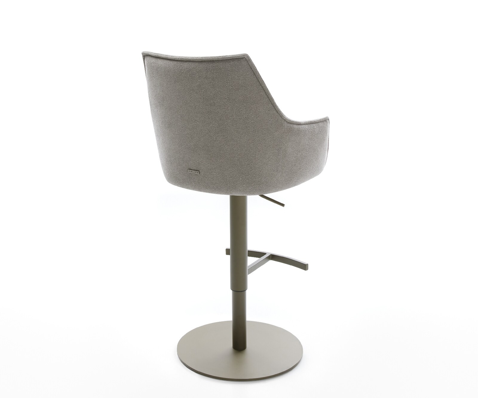 Бар стол Alja-Flex текстуриран плат меко сиво, въртяща се основа регулируема по височина, метална сърцевина от джобни пружини с титаниев цвят 4