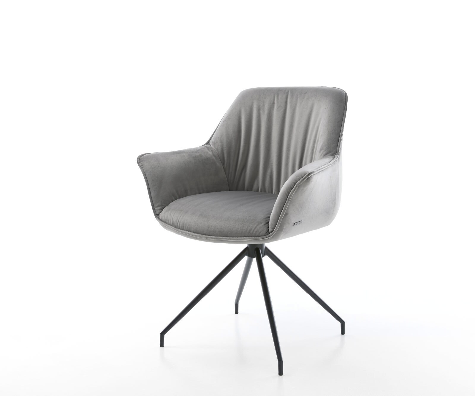 Врътящ се стол с подлакътници Кадифе Сив Конус крак кръгъл Черен 180° въртящ се Keila-Flex 1