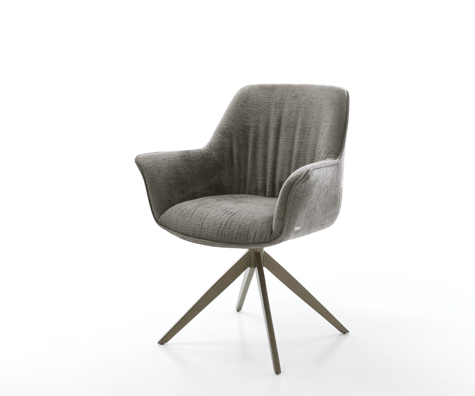 Въртящ се стол Keila-Flex с подлакътници Bouclé Soft mud Кръстосана рамка широка Ефектно покритие Titanium 360° въртене Люлееща се функция 1