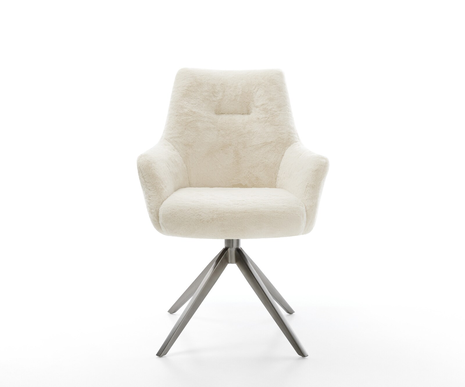 Въртящ се стол Alja-Flex с подлакътници Плюшен кремаво-бял Кръстосана рамка широк графит Въртене на 360° Люлееща се функция Ядро от джобни пружини 2