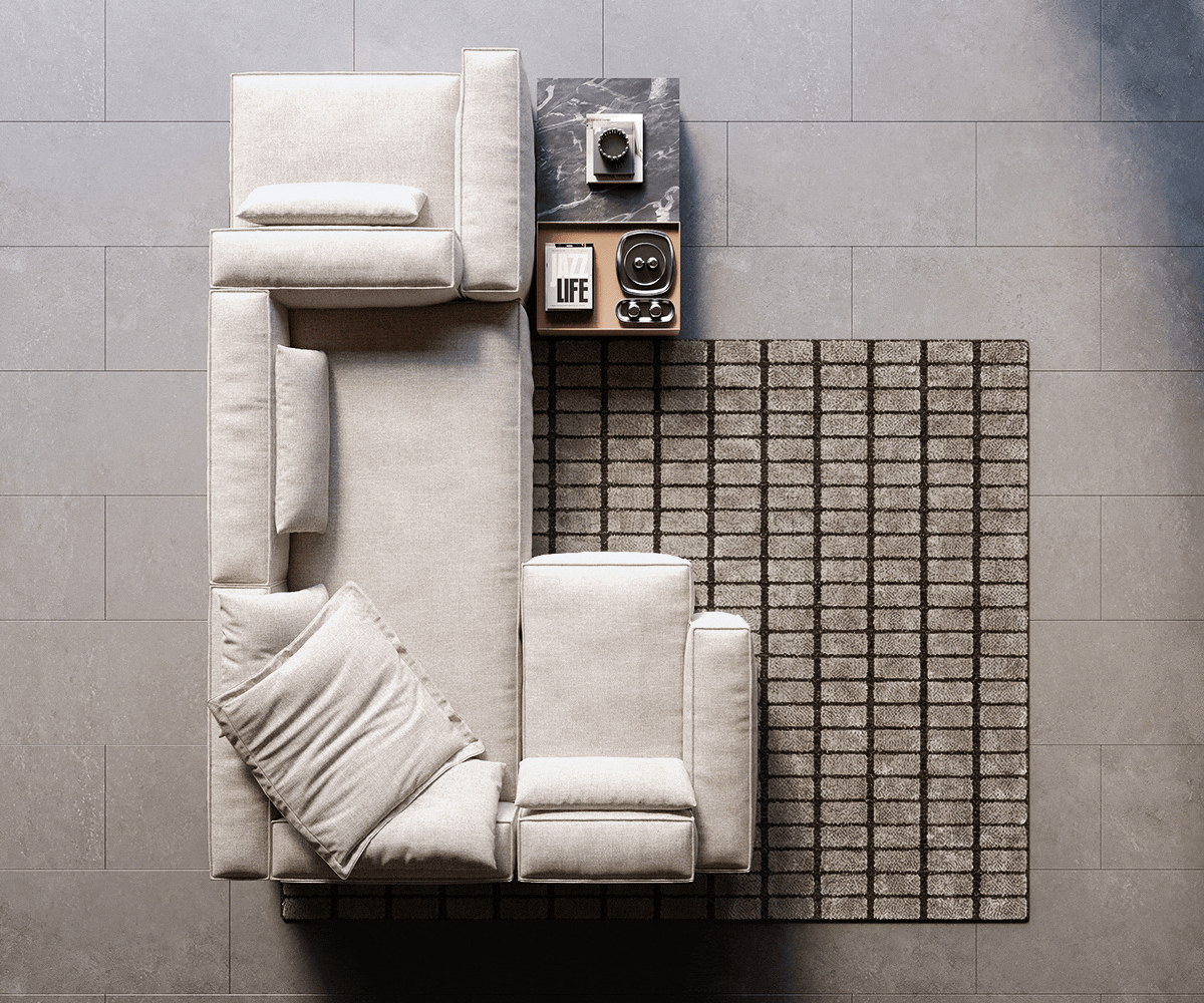 Дневен кът Freestyle 360x290 cm тъкан меко бежово с тръбен шев 5