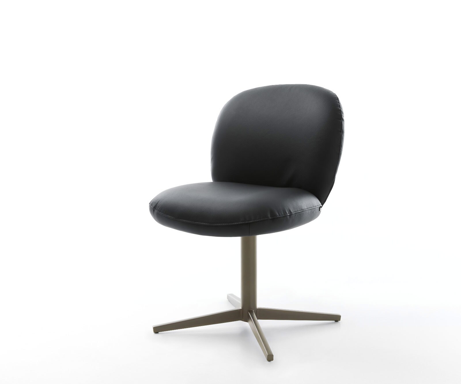 Врътящ се стол Естествена кожа Черен Офис основа  Titan 360° въртящ се Покет пружина Nube-Flex 1