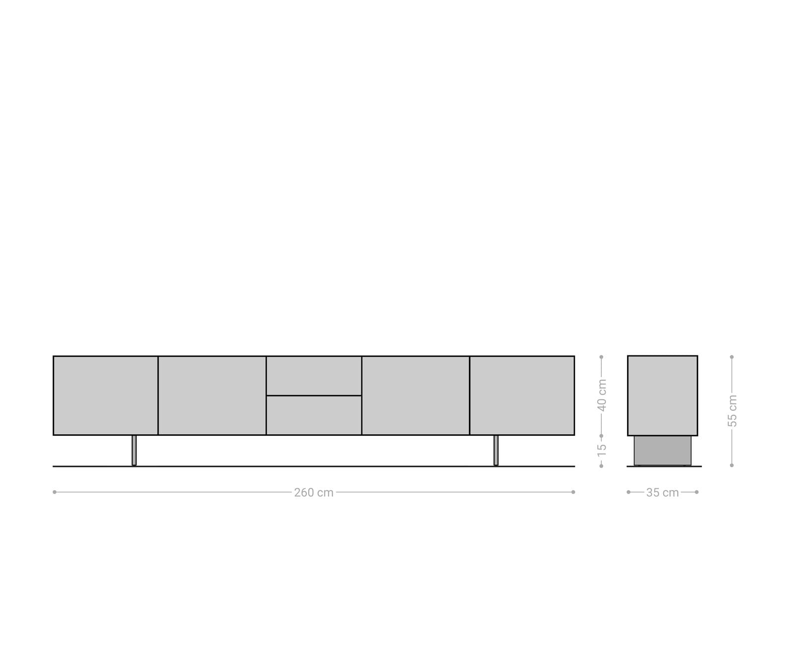 ТВ шкаф 260 cm 4 Врати 2 ЧекемеджеРафтächer Акация Натурал Крак висящ Метал Черен Puzzle 6 ТВ шкаф 260 cm 4 Врати 2 ЧекемеджеРафтächer Акация Натурал Крак висящ Метал Черен Puzzle 6