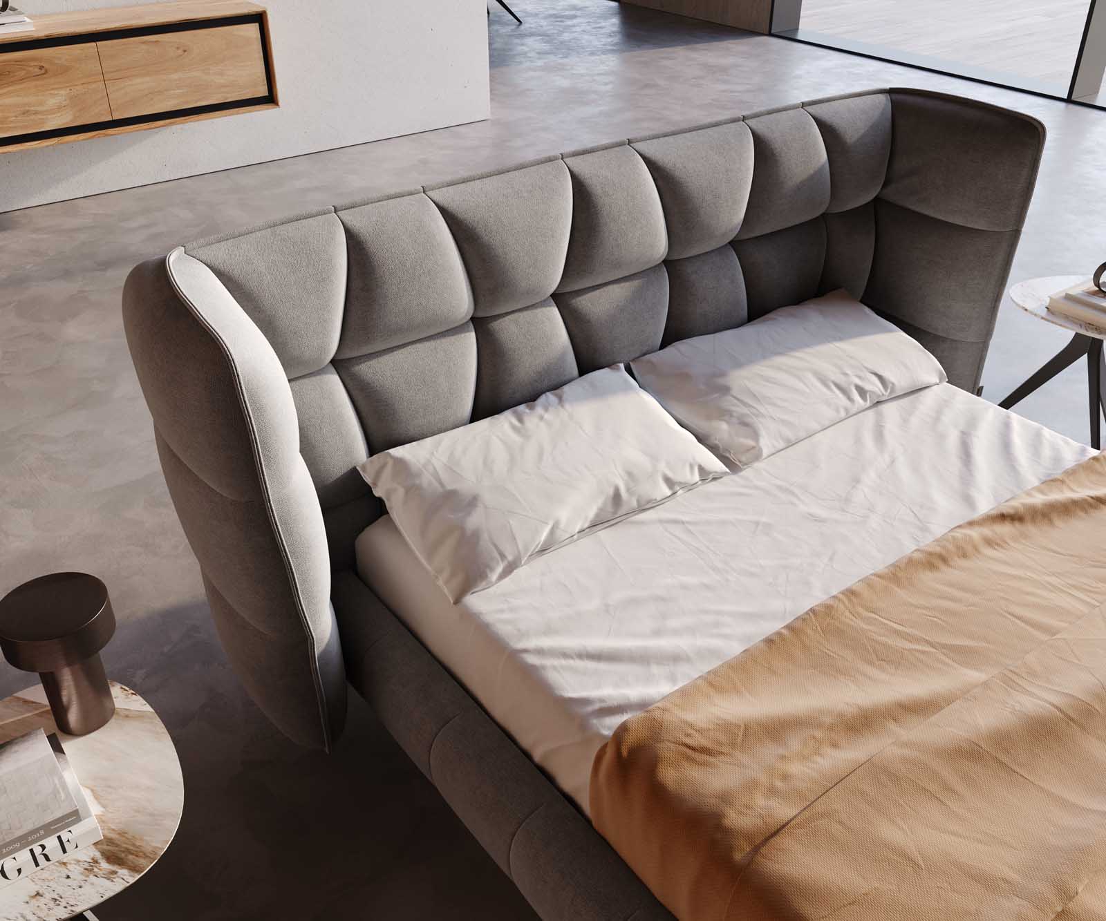 Тапицирана основа за легло Capujo 140x200 cm, микрофибър, сиво 3 Тапицирана основа за легло Capujo 140x200 cm, микрофибър, сиво 3