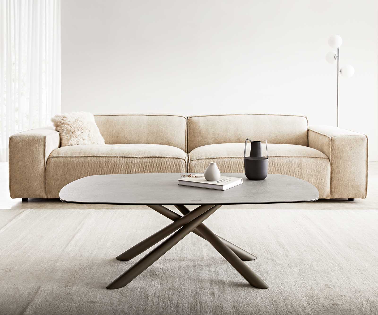 Холна маса 120x70 cm Керамика Aspetto Concreto Бетон цвят Основа Effektifinish Titan Sarita 1