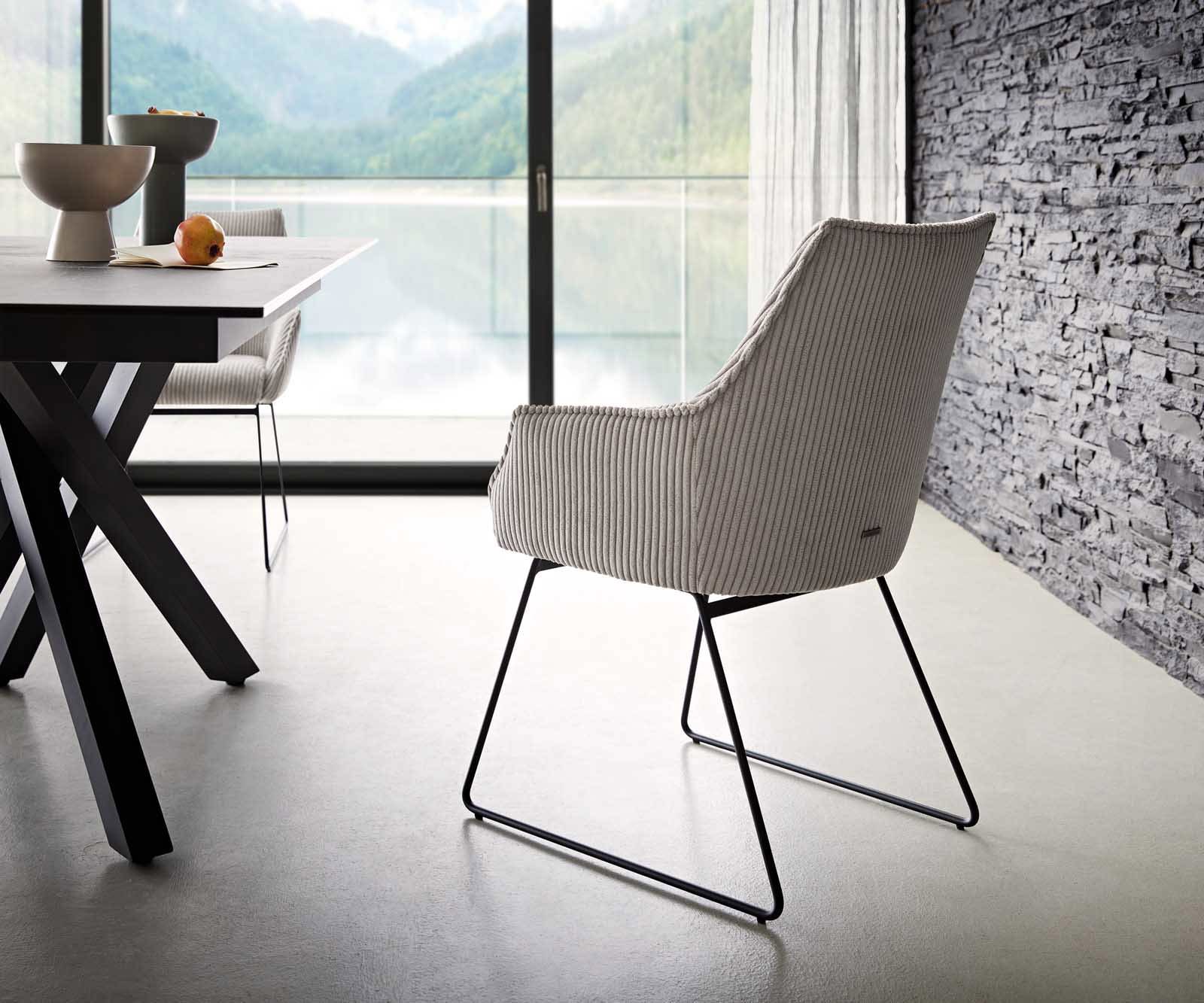 Стол Корд Сребристосив Извити крака Черни Покет пружина Alja-Flex 4 Стол Корд Сребристосив Извити крака Черни Покет пружина Alja-Flex 4