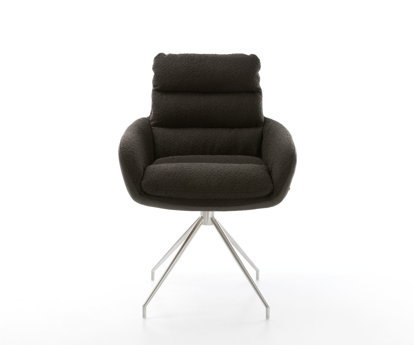 Врътящ се стол с подлакътници Комбинация от дамаски Черен Конус крак кръгъл Неръждаема стомана 180° въртящ се Abelia-Flex 2 Врътящ се стол с подлакътници Комбинация от дамаски Черен Конус крак кръгъл Неръждаема стомана 180° въртящ се Abelia-Flex 2