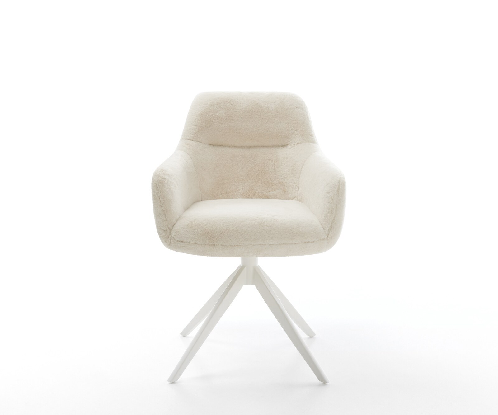 Въртящ се стол Pejo-Flex плюш кремаво-бяло Кръстосана рамка широка бяла 360° въртене Люлееща се функция Ядро от джобни пружини 1