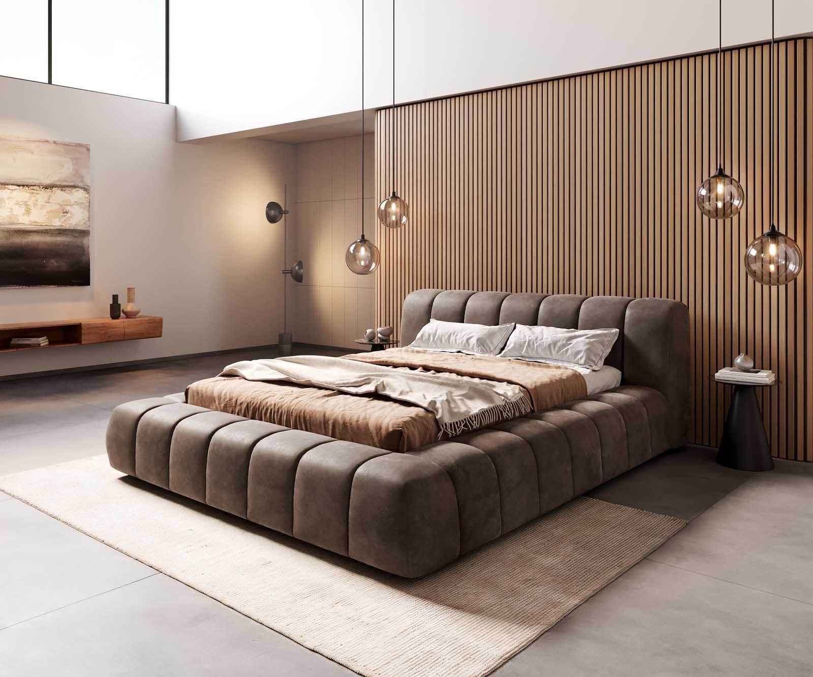 Тапицирано легло Cutio 140x200 cm микрофибър сив реколта Тапицирано легло Cutio 140x200 cm микрофибър сив реколта