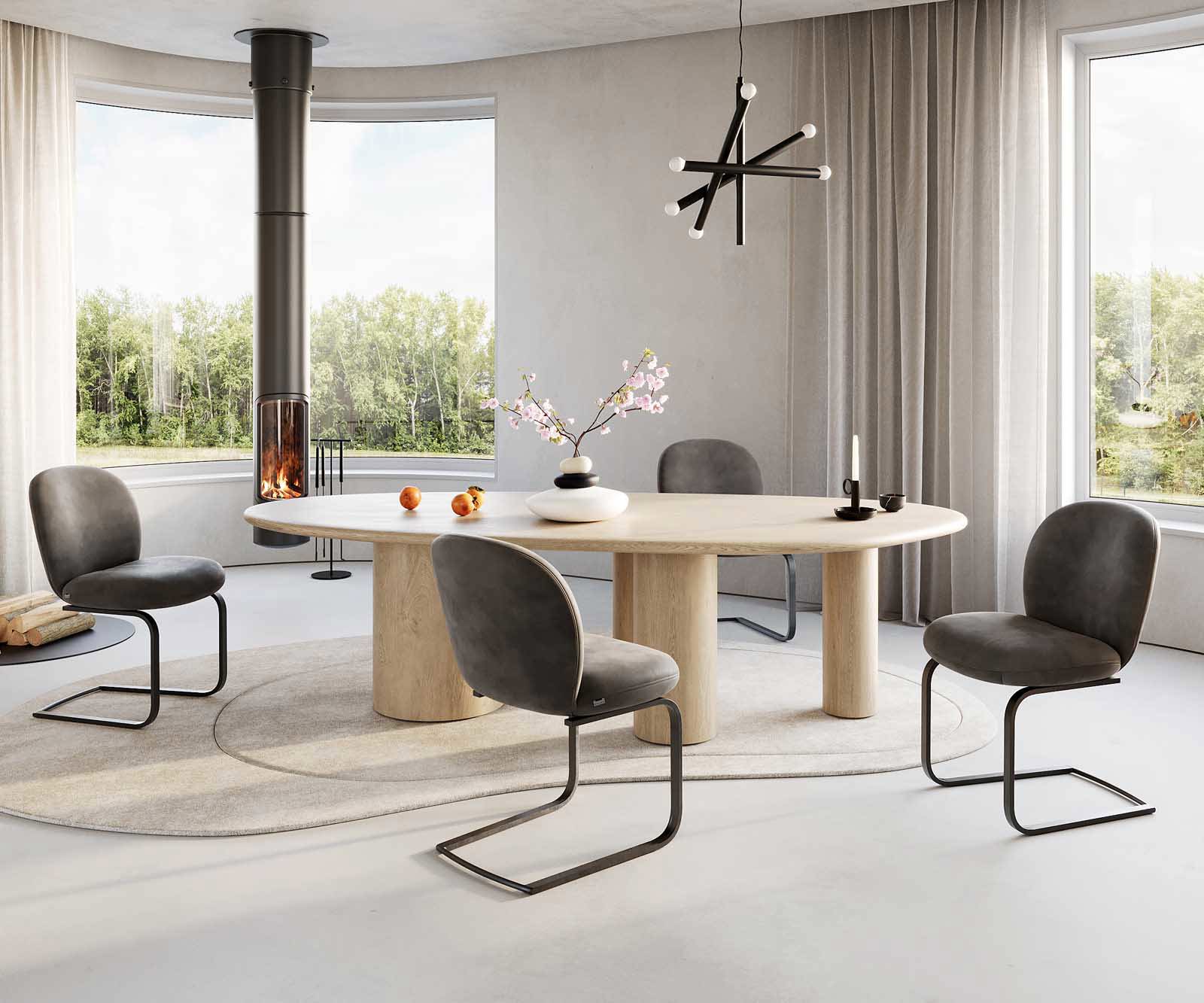 Люлеещ стол Антрацит Винтидж Конзолен крак плосък Черен Покет пружина Nube-Flex 4