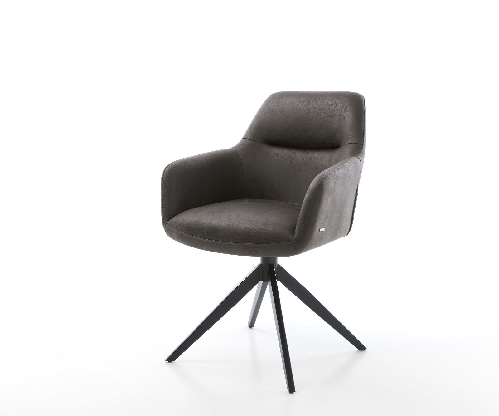 Въртящ се стол Pejo-Flex микрофибър антрацит винтидж Кръстосана рамка широка черна 360° въртене Функция люлеене Ядро от джобни пружини