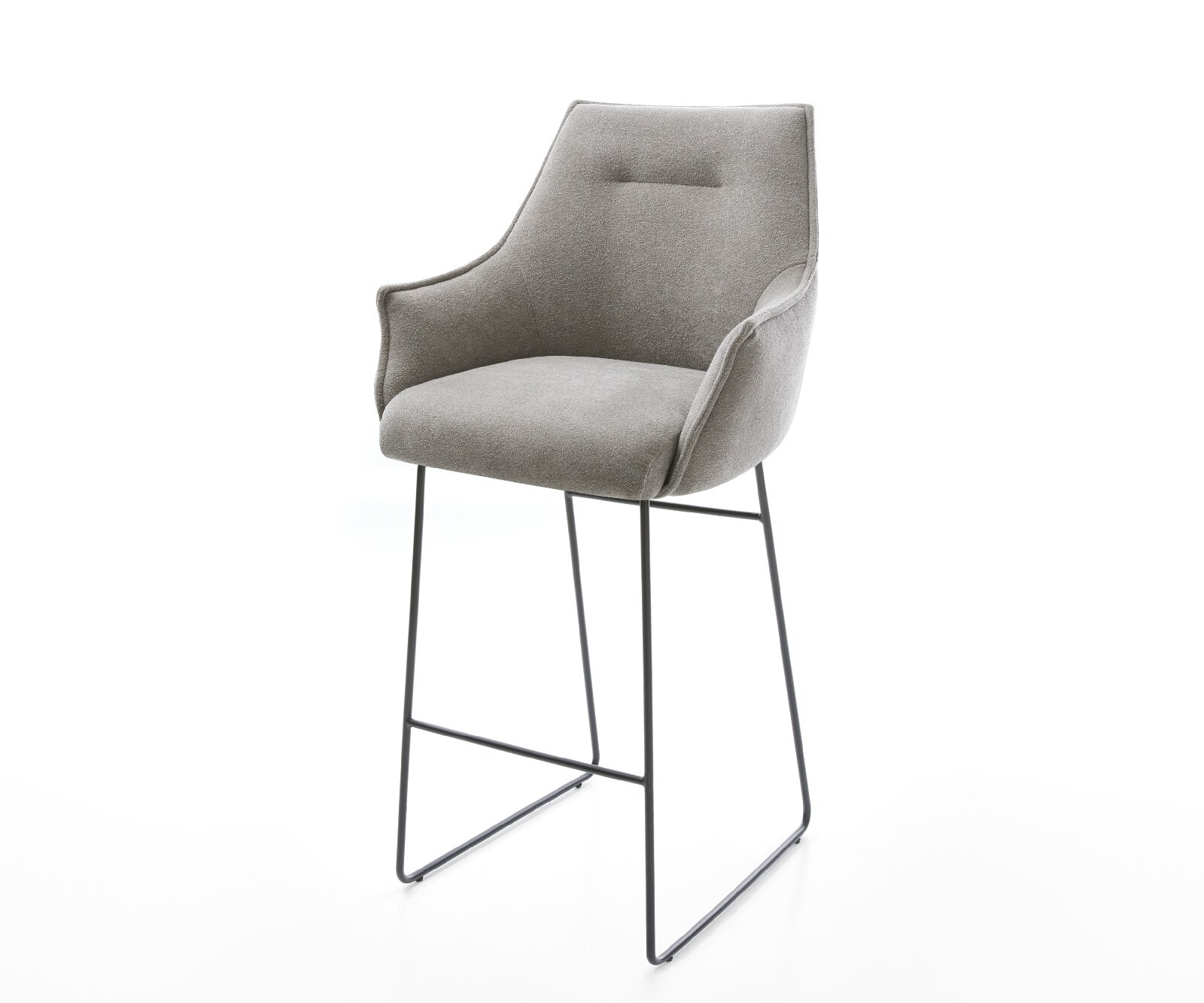 Бар стол Alja-Flex текстуриран плат в меко сиво, основа метална черна, Ядро от джобни пружини