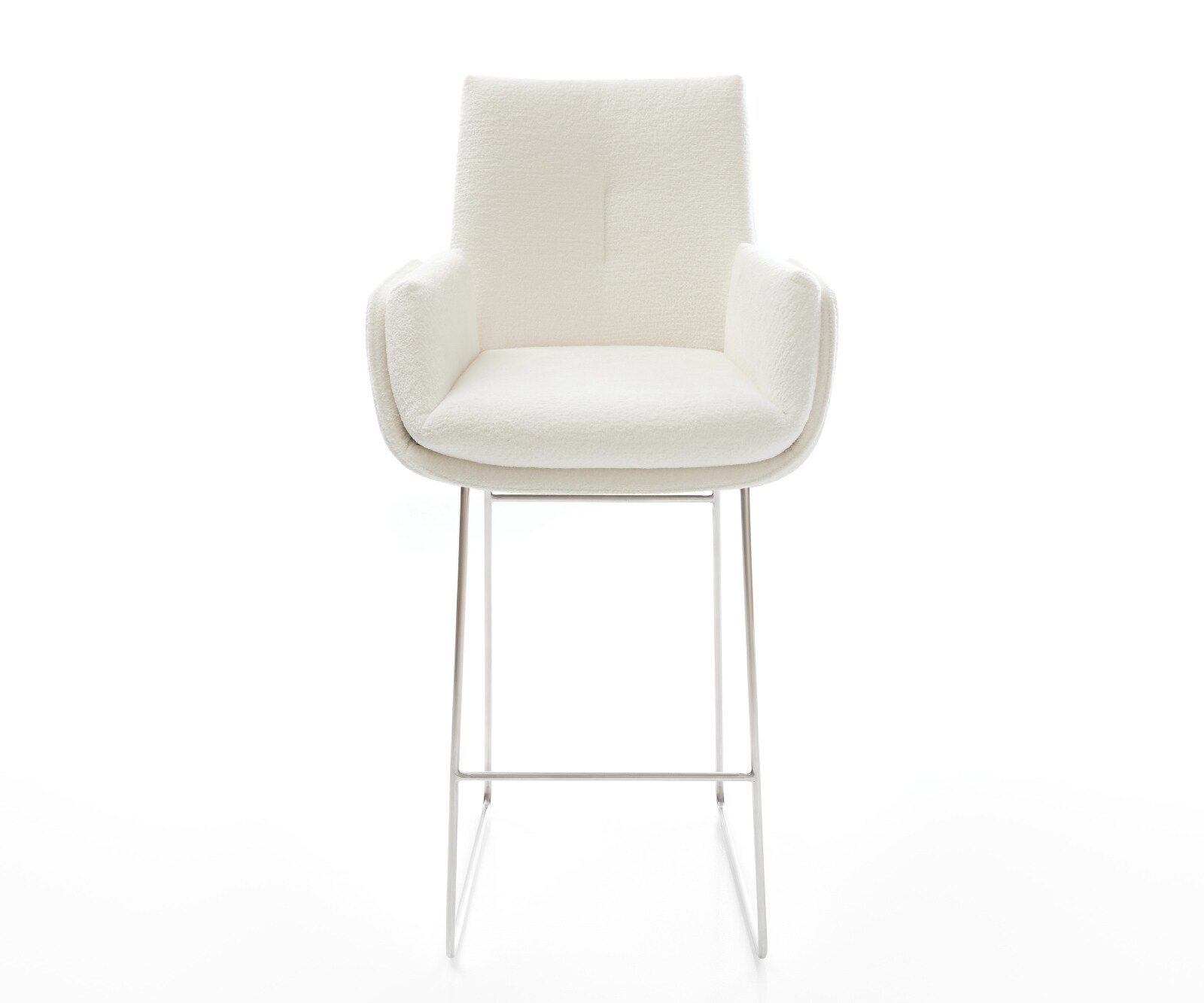 Бар стол Clea-Flex, Букле Светлобежово, Основа шейна от неръждаема стомана в сребрист цвят 2