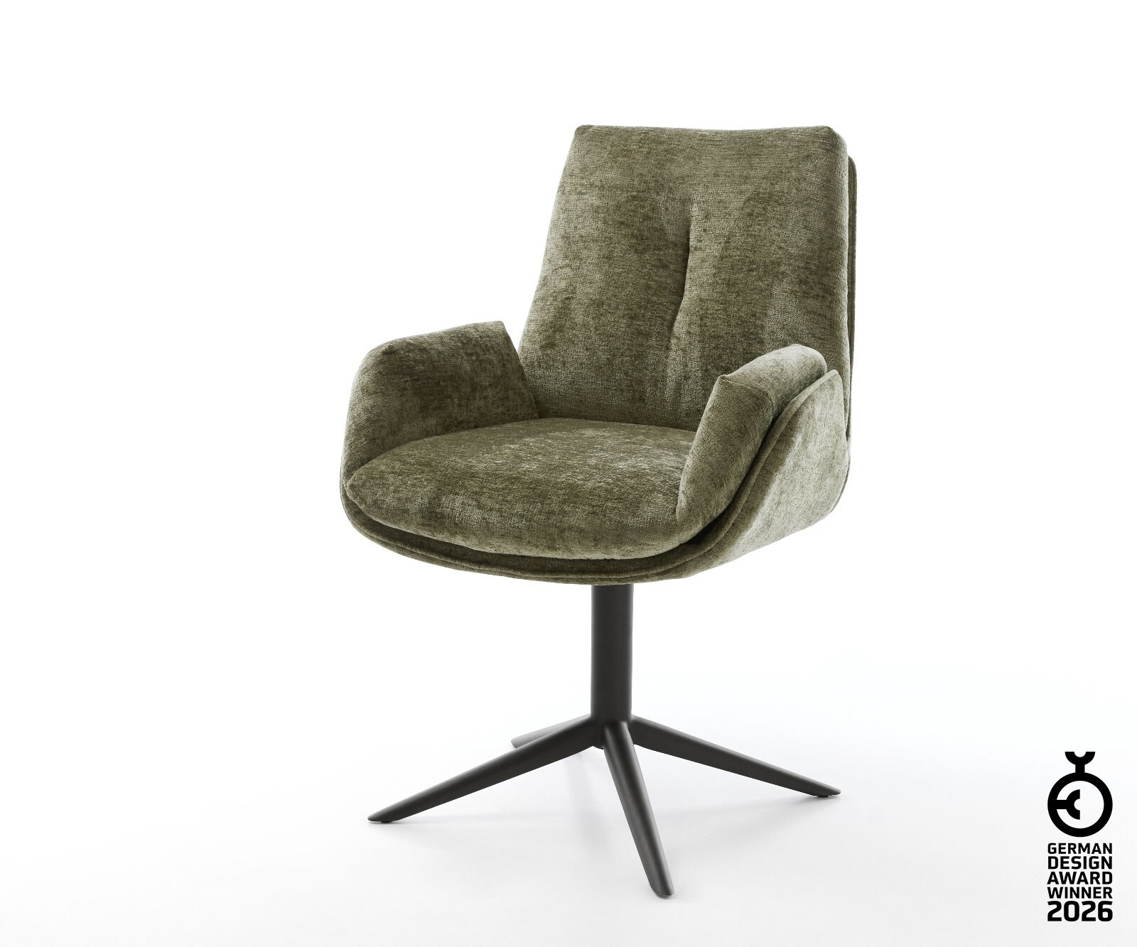 Въртящ се стол Clea-Flex шанилия маслинова основа черен 360° въртяща се люлееща се функция