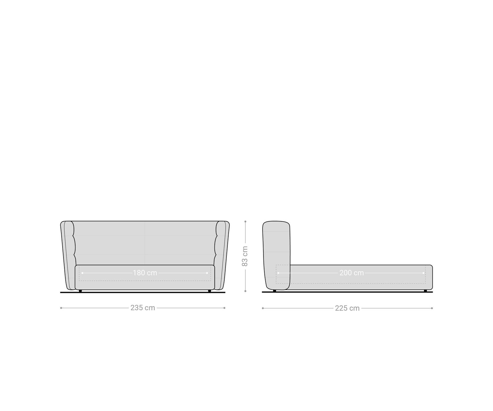 Тапицирана основа за легло Simea 180x200 cm от микрофибър сив реколта 9