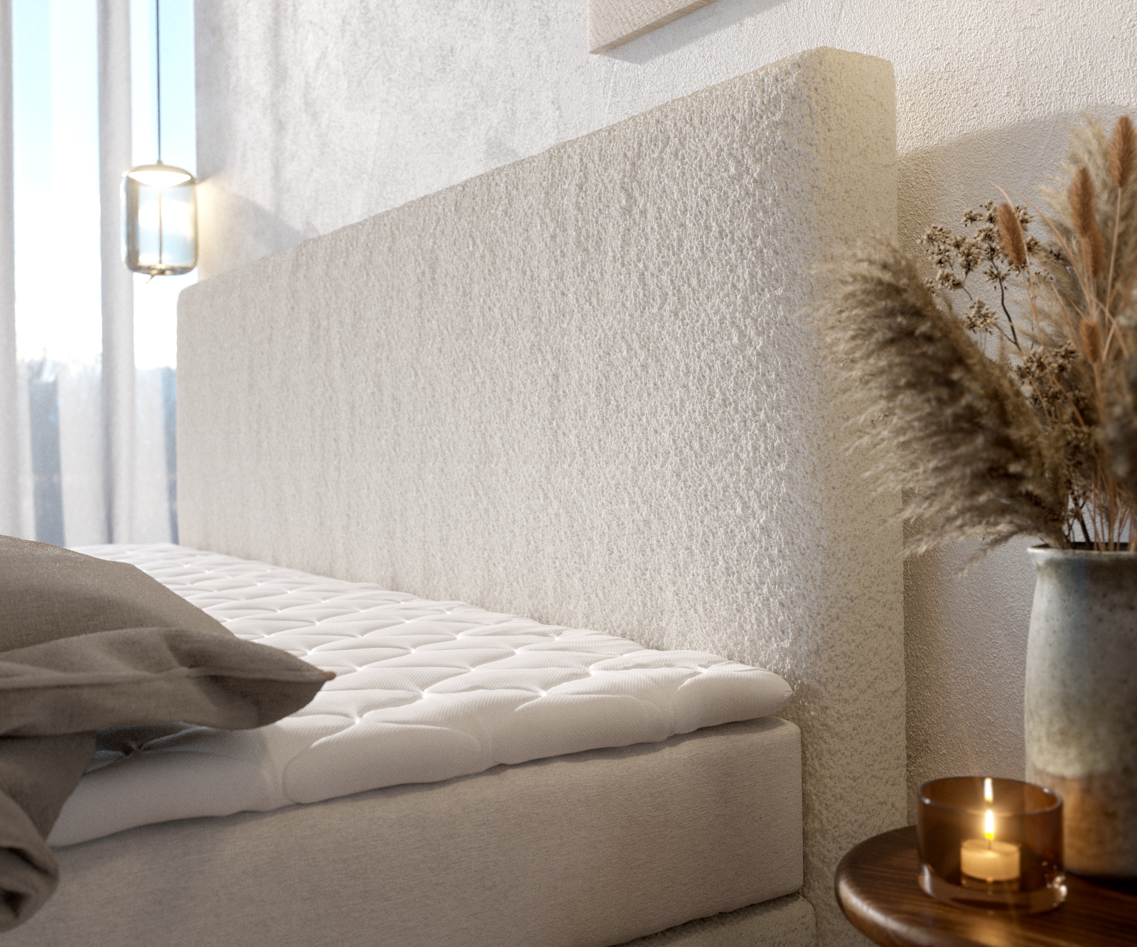 Легло Боксспринг Букле Крем-Бял 200x200 cm Бонел-Матрак PU-Топер Dream-Well 4 Легло Боксспринг Букле Крем-Бял 200x200 cm Бонел-Матрак PU-Топер Dream-Well 4