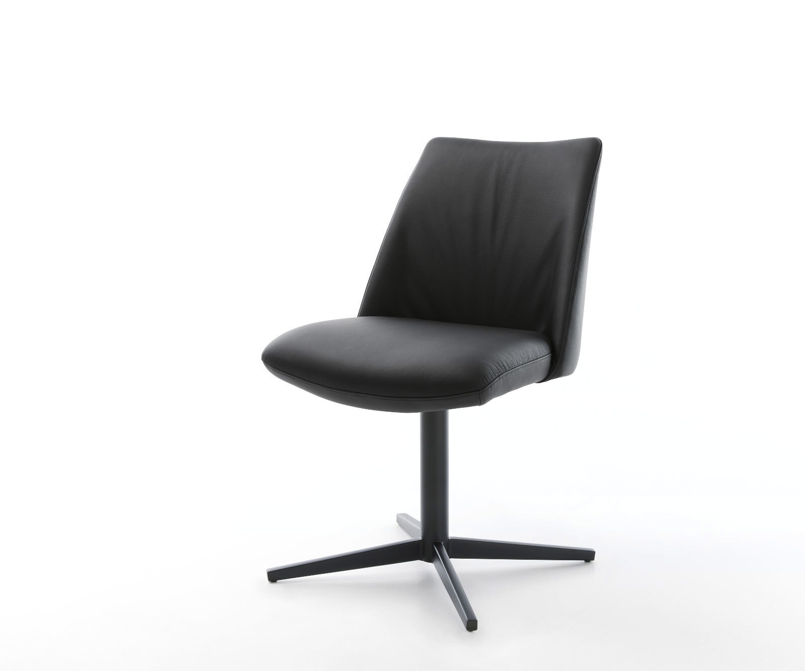 Врътящ се стол Естествена кожа Черен Офис основа Черен 360° въртящ се Покет пружина Elso-Flex 1