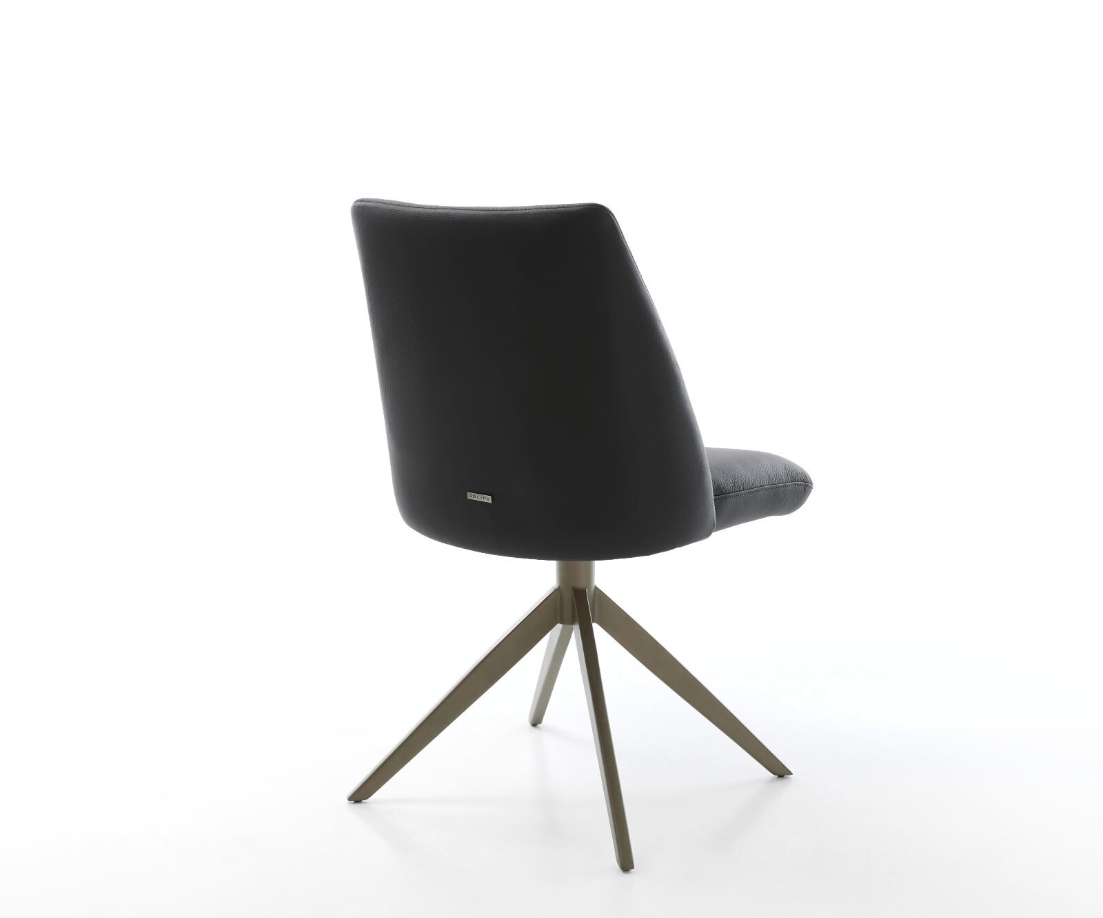 Въртящ се стол Elso-Flex Естествена кожа Черна кръстосана рамка широка Ефектно покритие Титан 360° въртене Люлееща се функция Ядро от джобни пружини 5