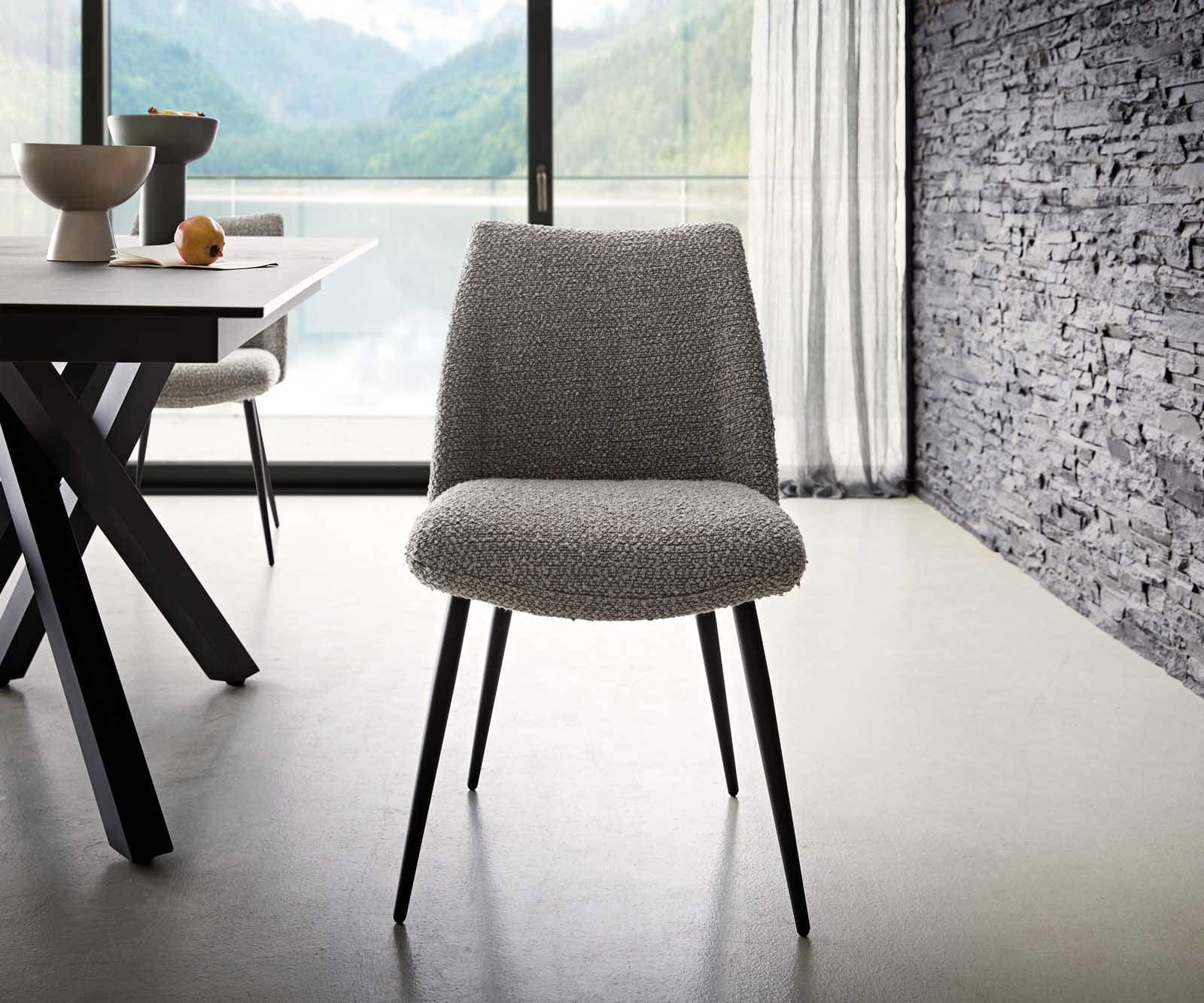 Трапезен стол Букле СребристСив 4 крака конични Черен Покет пружина Elso-Flex 1 Трапезен стол Букле СребристСив 4 крака конични Черен Покет пружина Elso-Flex 1