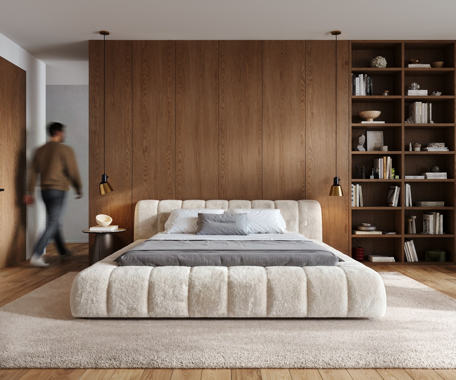 Тапицирана рамка за легло Cutio 180x200 cm плюшен крем-бял 1