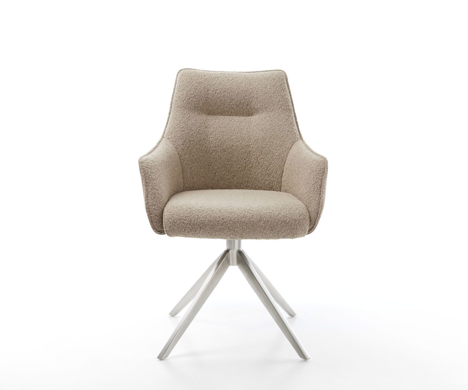 Врътящ се стол с подлакътници Комбинация от дамаски Сиво-Кафяв Конус крак плосък Неръждаема стомана 360° въртящ се Покет пружина Alja-Flex 2