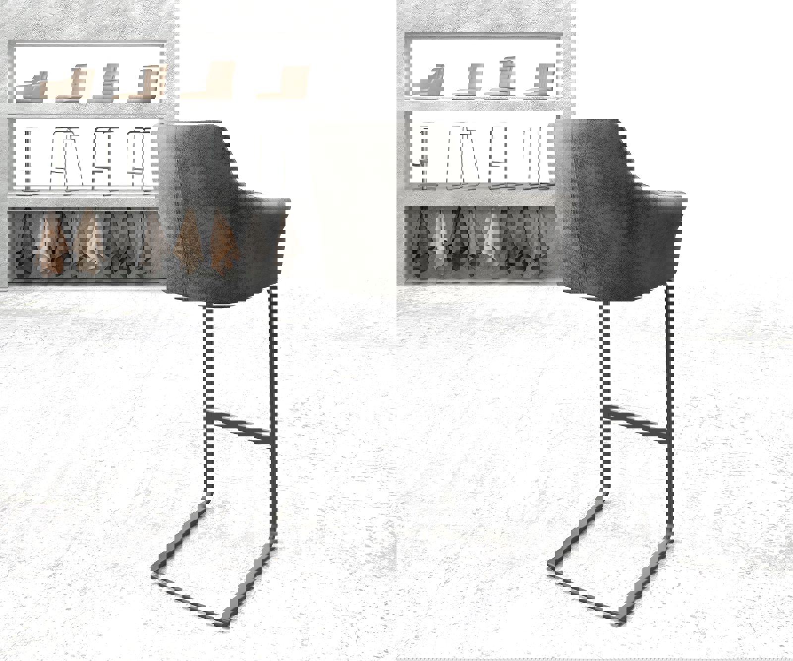 Бар стол Винтидж Сив Конзолен крак плосък Метал Yulo-Flex 2 Бар стол Винтидж Сив Конзолен крак плосък Метал Yulo-Flex 2