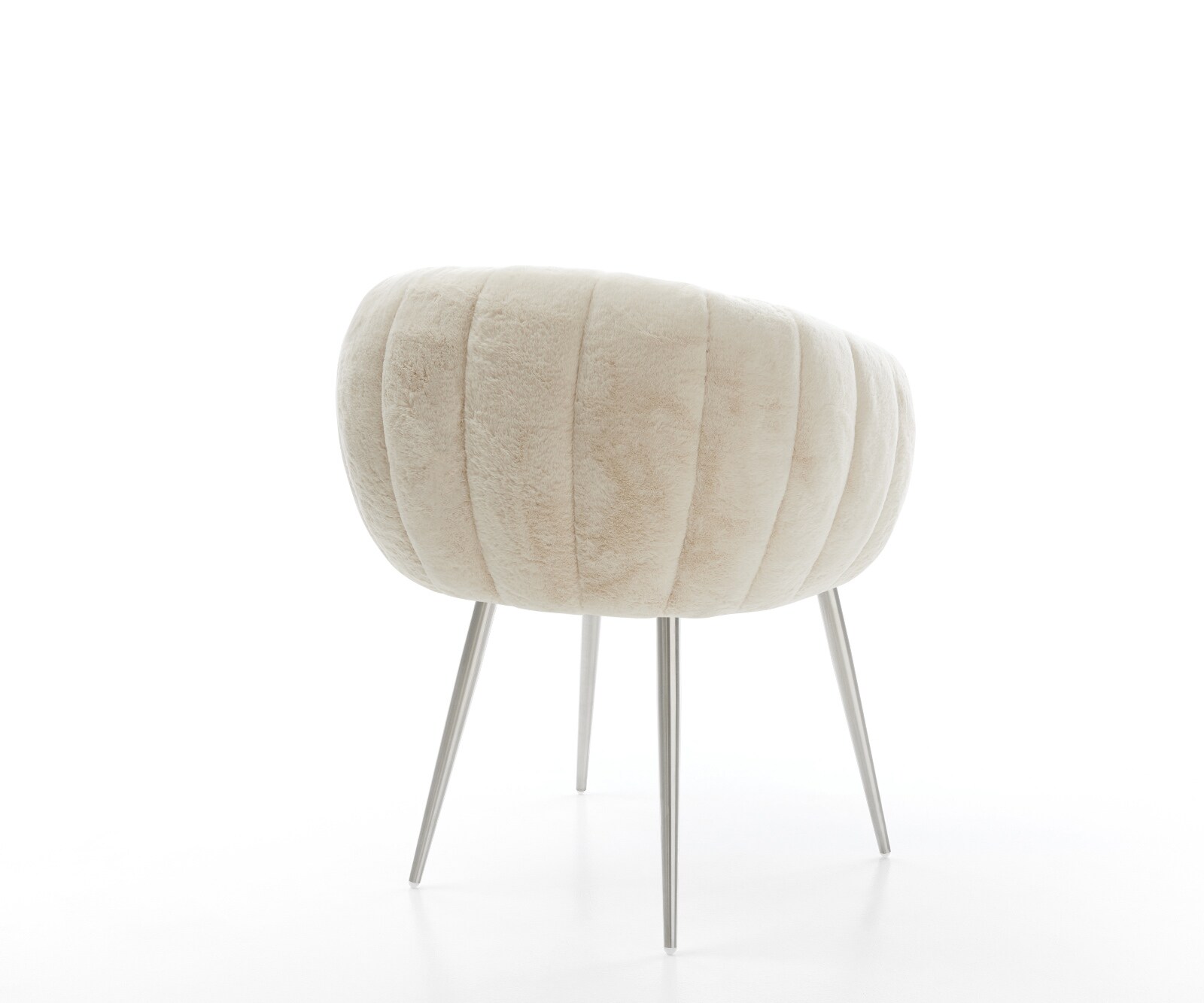 Трапезен стол Jada-Flex плюшен кремаво-бял четирикрак конусовиден с джобни пружини от неръждаема стомана 5